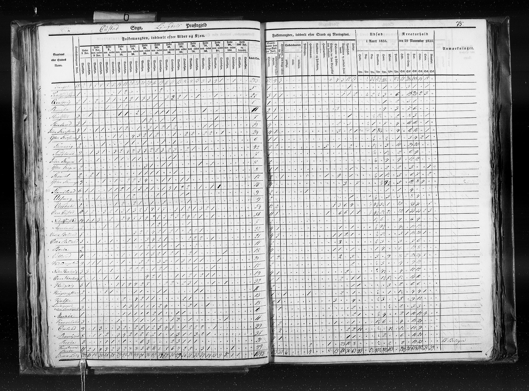 RA, Census 1835, vol. 6: Lister og Mandal amt og Stavanger amt, 1835, p. 75