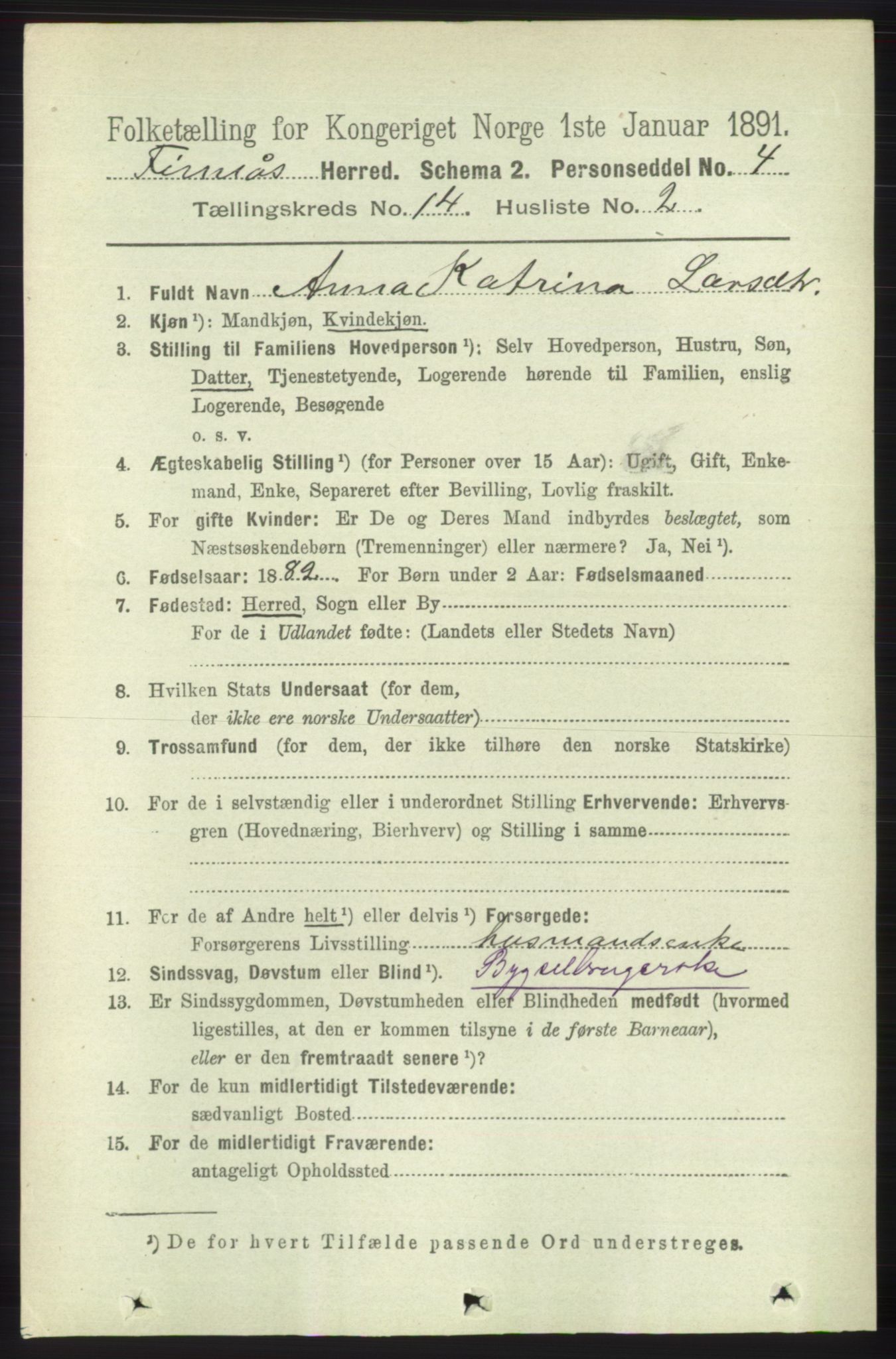 RA, 1891 census for 1218 Finnås, 1891, p. 5713