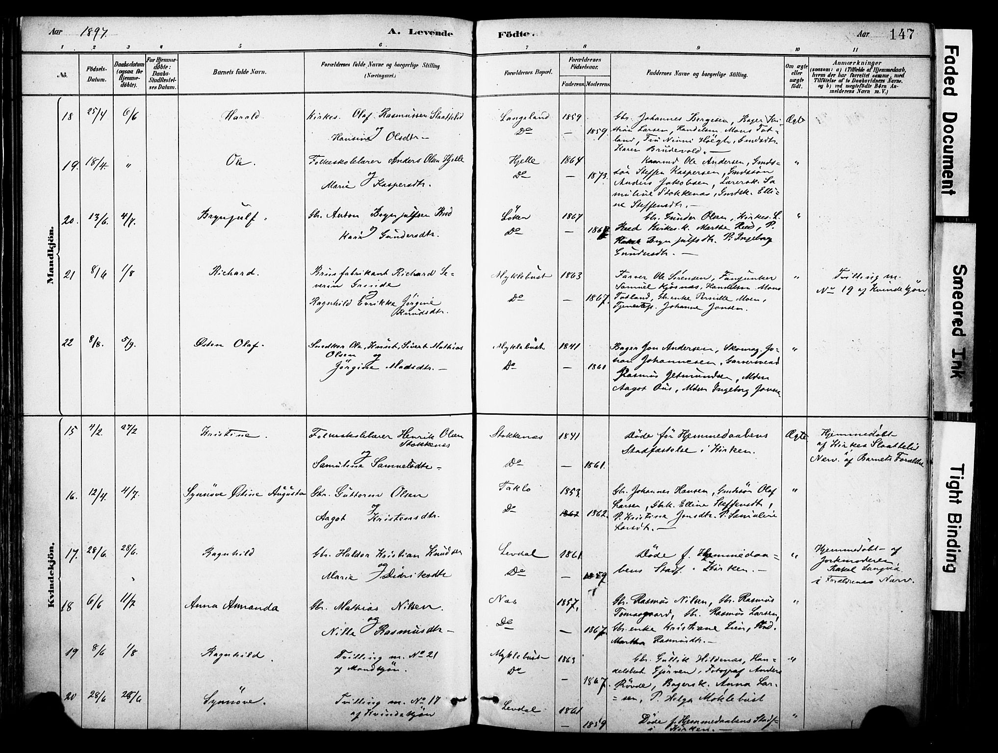 Eid sokneprestembete, AV/SAB-A-82301/H/Haa/Haab/L0001: Parish register (official) no. B 1, 1879-1906, p. 147