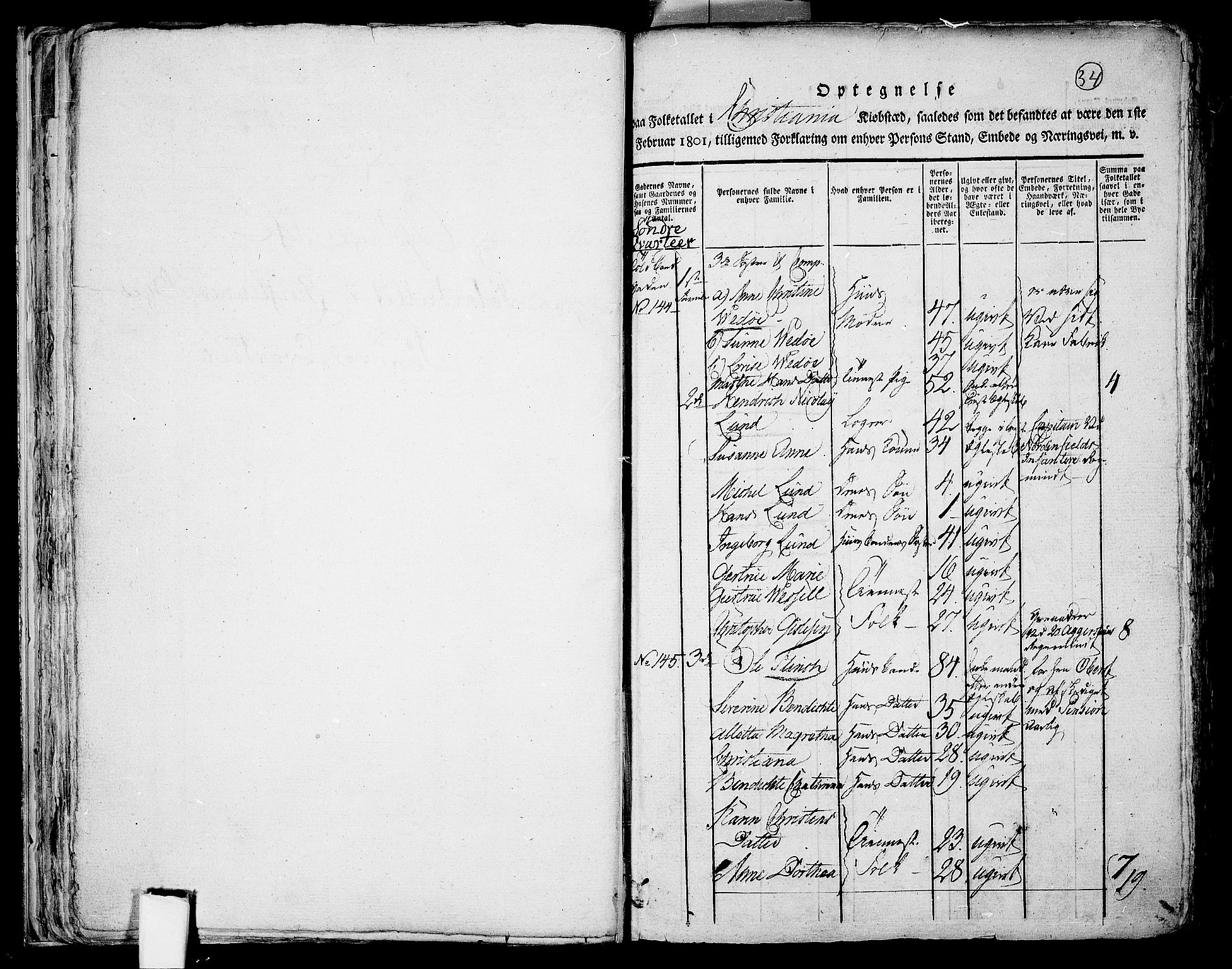 RA, 1801 census for 0301 Kristiania, 1801, p. 33b-34a