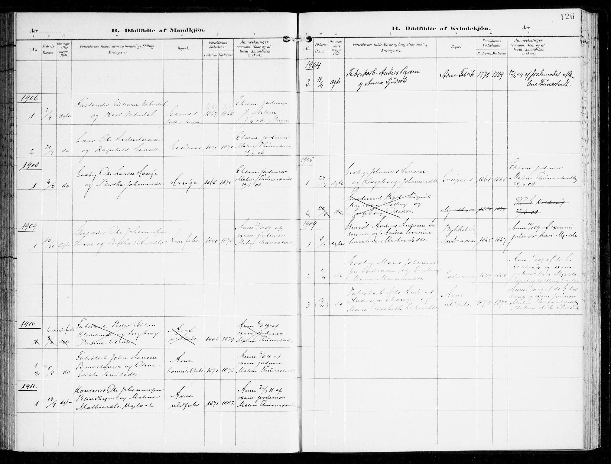 Haus sokneprestembete, AV/SAB-A-75601/H/Haa: Parish register (official) no. D 2, 1899-1912, p. 126