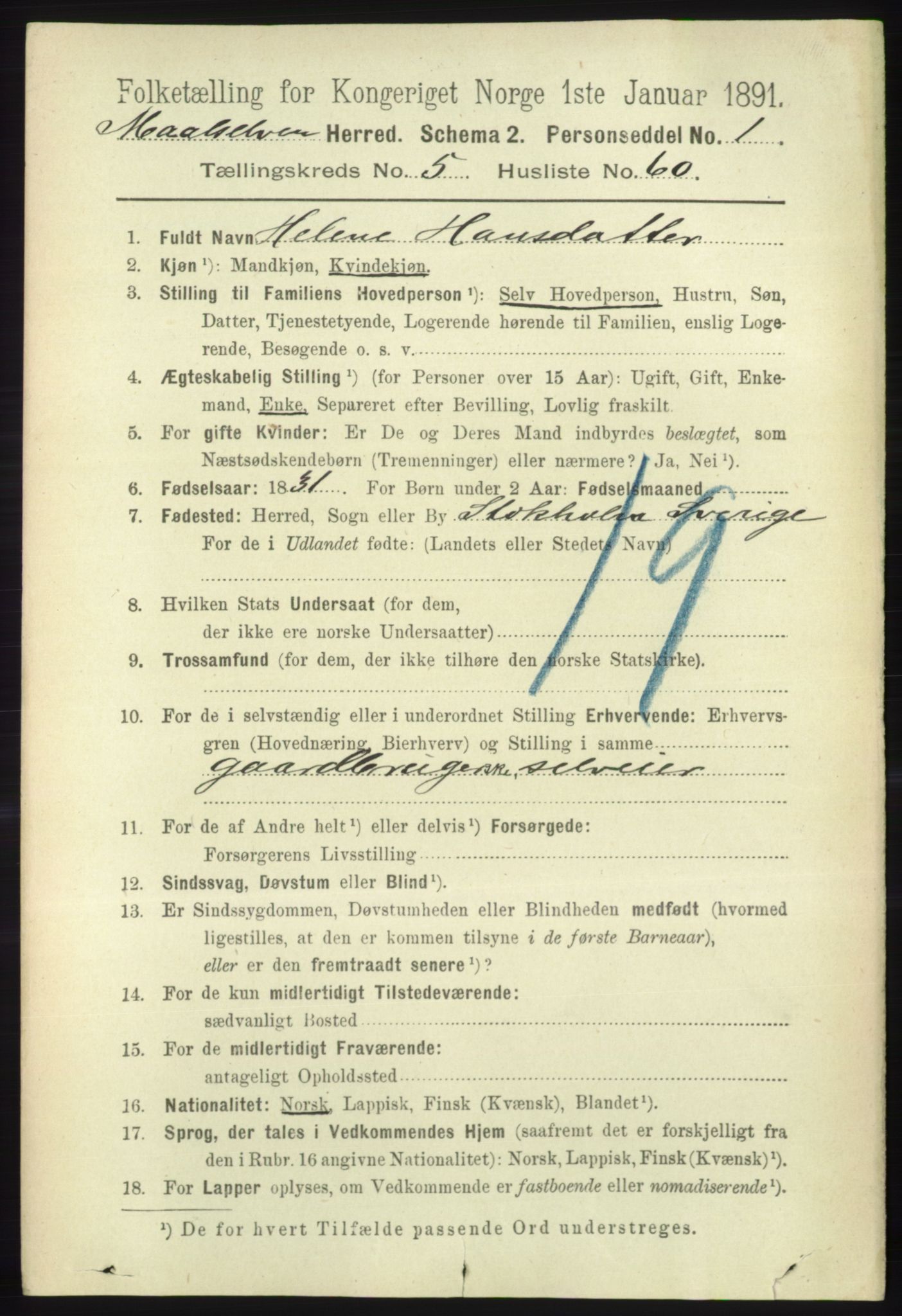 RA, 1891 census for 1924 Målselv, 1891, p. 2008