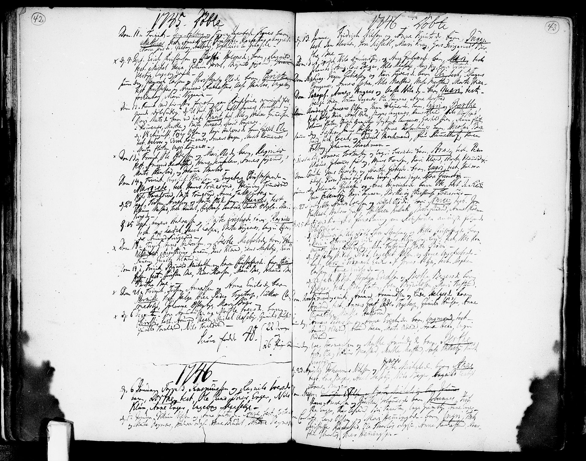 Rødenes prestekontor Kirkebøker, AV/SAO-A-2005/F/Fa/L0002: Parish register (official) no. I 2, 1733-1776, p. 42-43