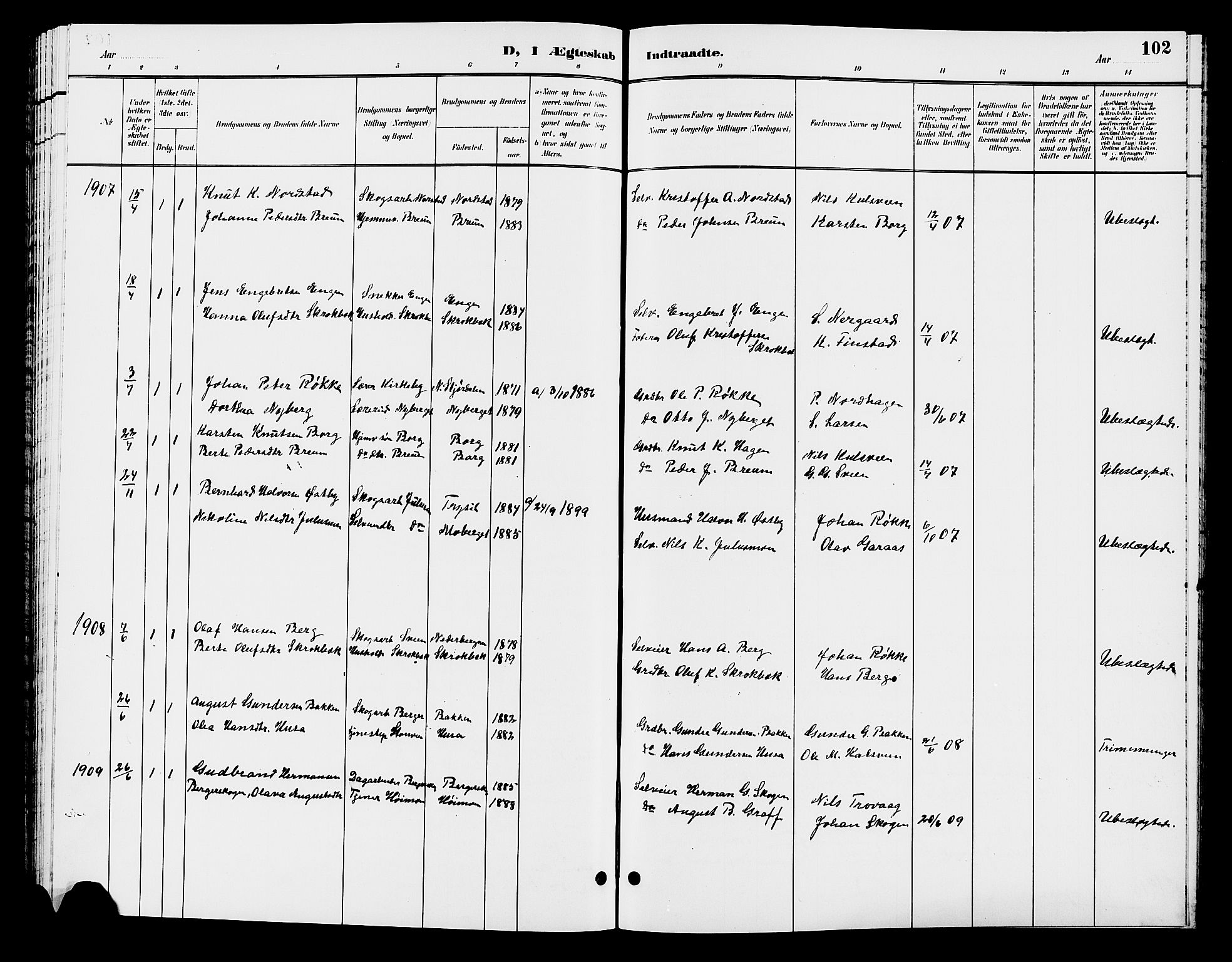 Elverum prestekontor, AV/SAH-PREST-044/H/Ha/Hab/L0007: Parish register (copy) no. 7, 1896-1914, p. 102