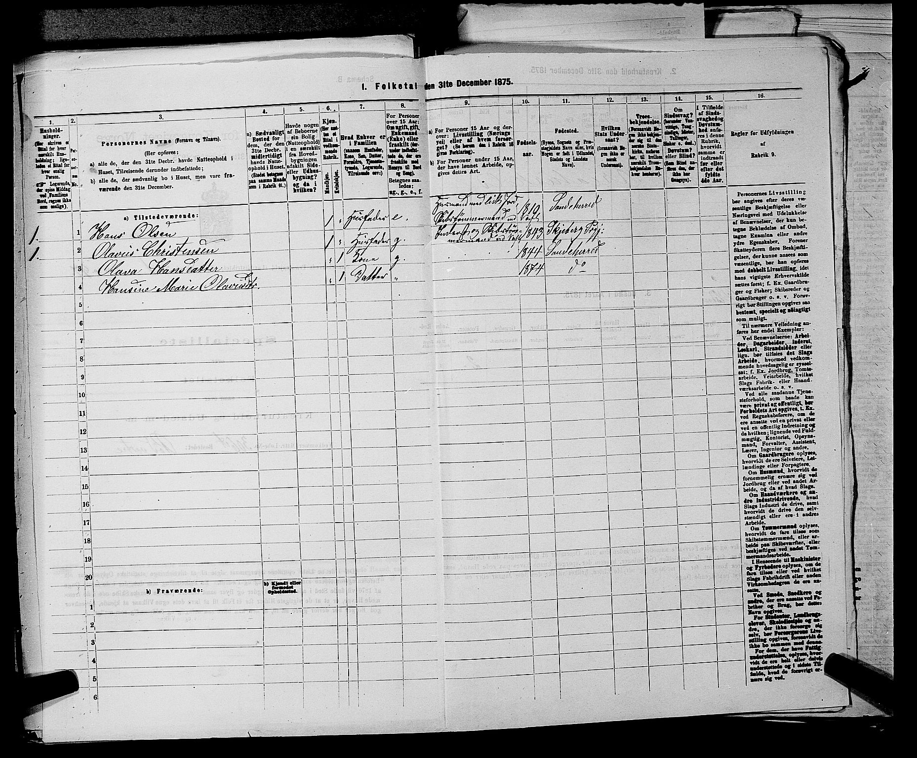 SAKO, 1875 census for 0724L Sandeherred/Sandeherred, 1875, p. 416