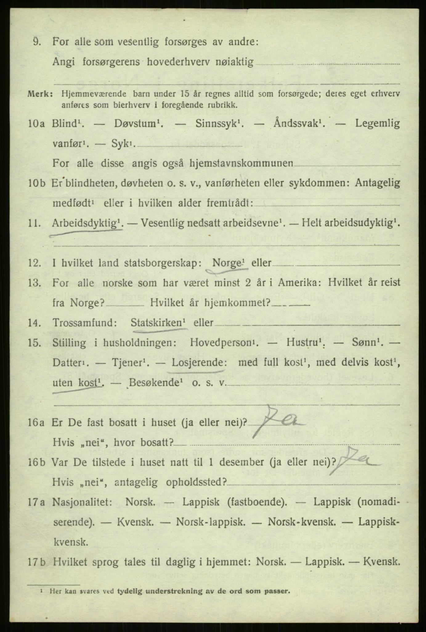 SATØ, 1920 census for Berg, 1920, p. 818