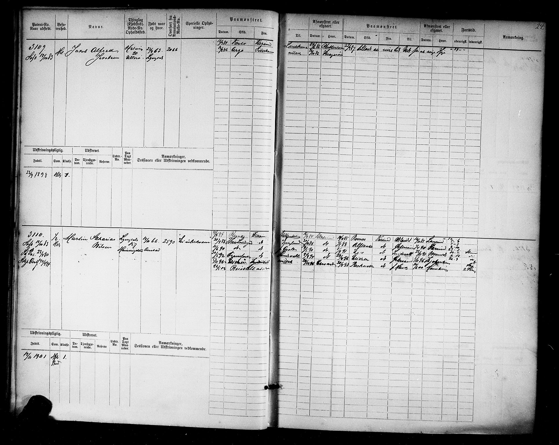 Farsund mønstringskrets, AV/SAK-2031-0017/F/Fb/L0019: Hovedrulle nr 3067-3832, Z-11, 1882-1922, p. 25