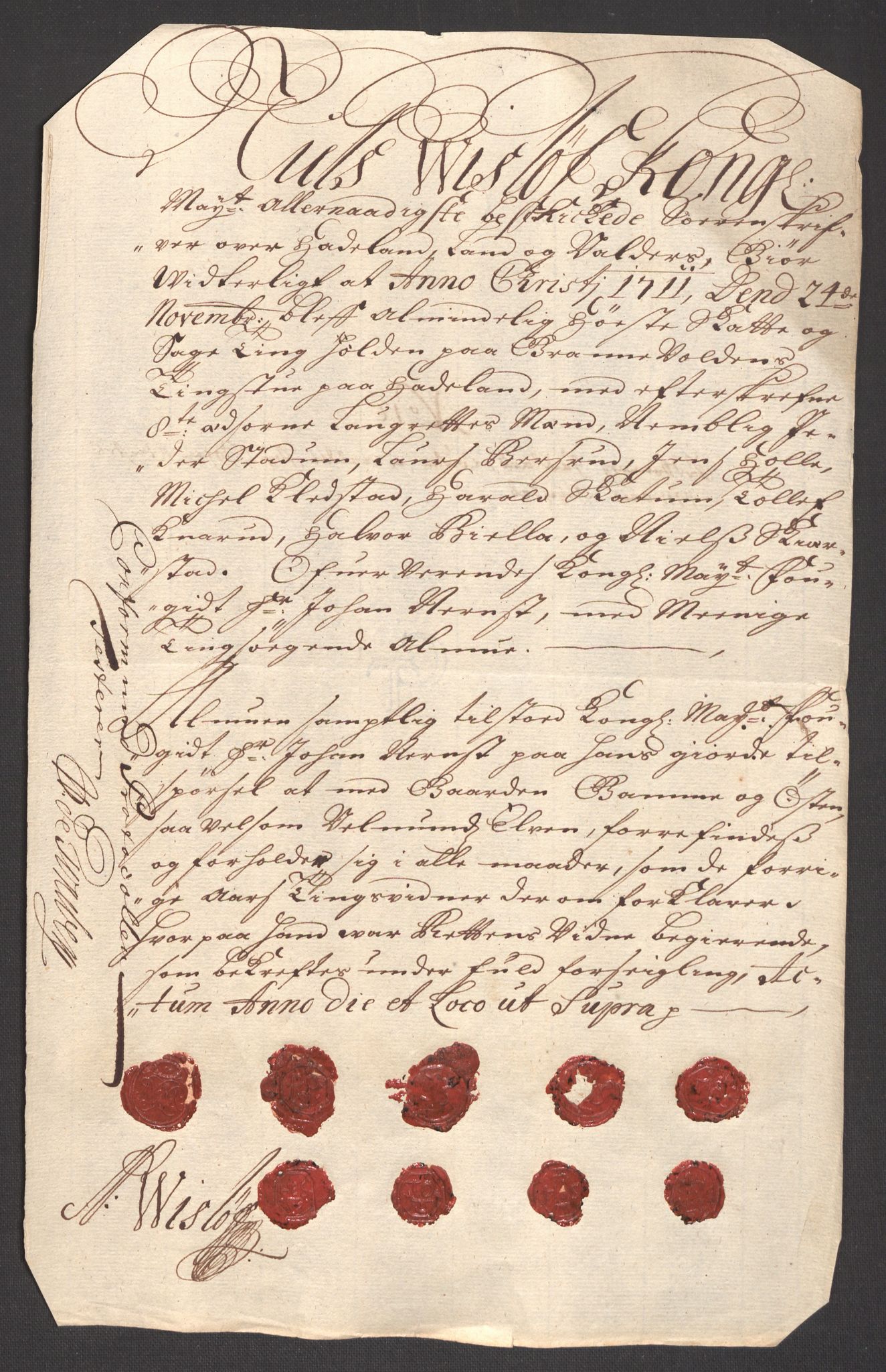 Rentekammeret inntil 1814, Reviderte regnskaper, Fogderegnskap, AV/RA-EA-4092/R18/L1308: Fogderegnskap Hadeland, Toten og Valdres, 1711, p. 471