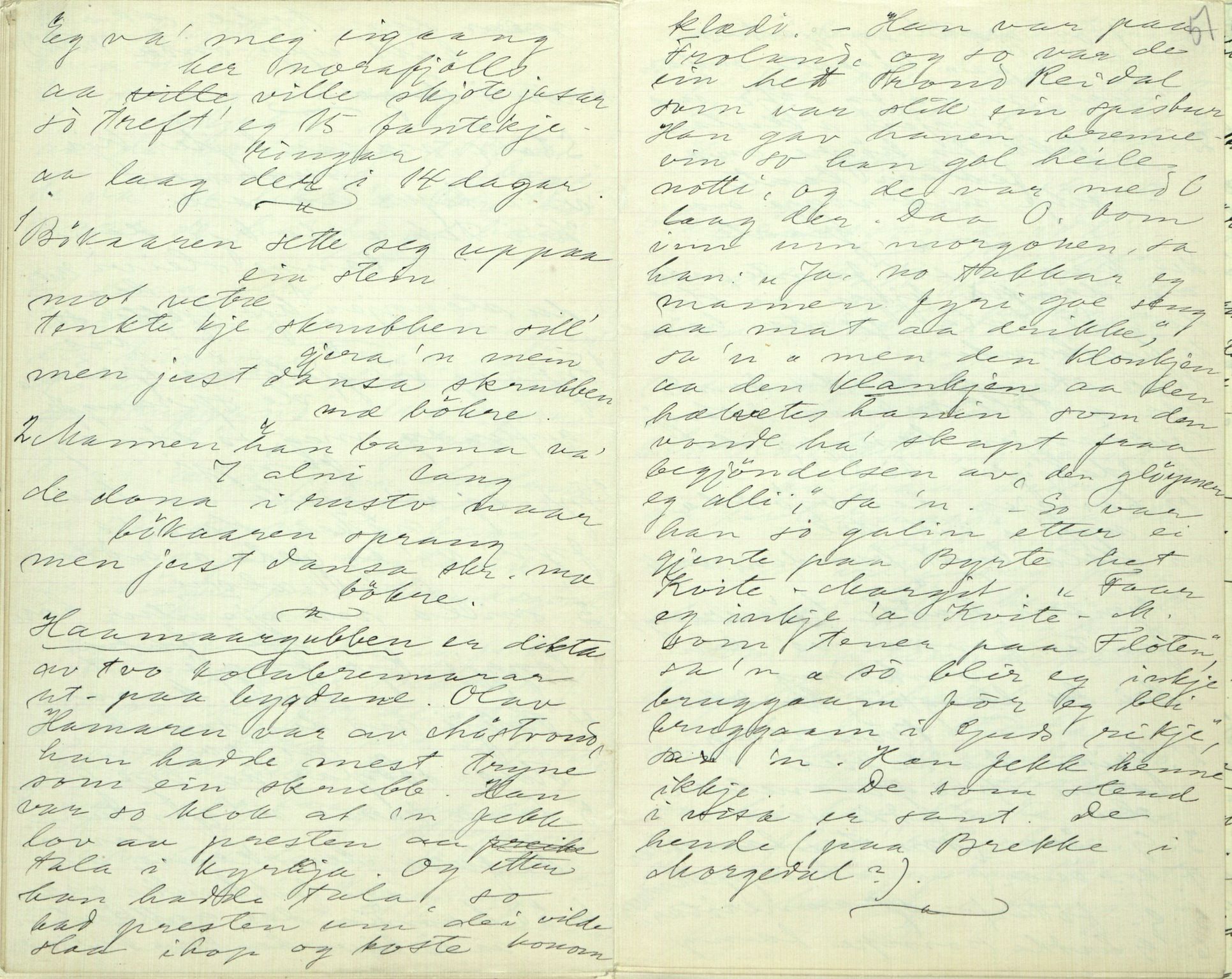 Rikard Berge, TEMU/TGM-A-1003/F/L0005/0010: 160-200 / 169 Frå Mo.Tordiveln og fluga, 5 vers. Pål sine høner, 2 vers, 1911, p. 50-51