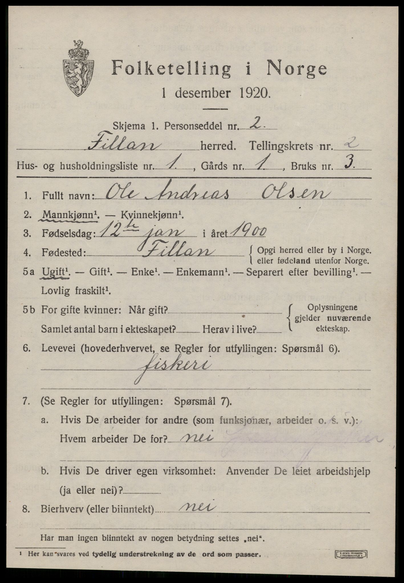 SAT, 1920 census for Fillan, 1920, p. 1328