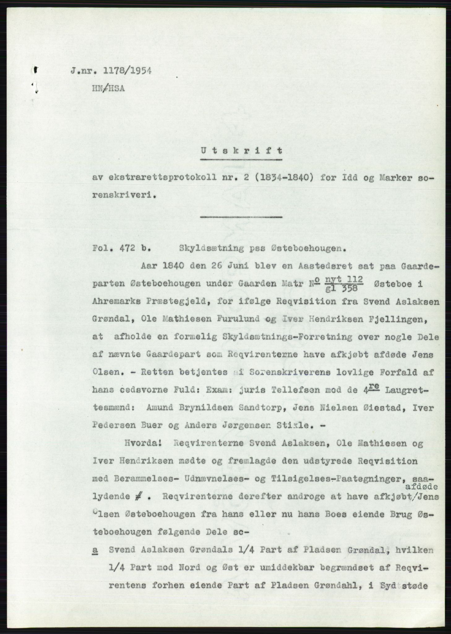 Statsarkivet i Oslo, SAO/A-10621/Z/Zd/L0001: Avskrifter, j.nr 34/1953 og 385-1291/1954, 1953-1954, p. 485