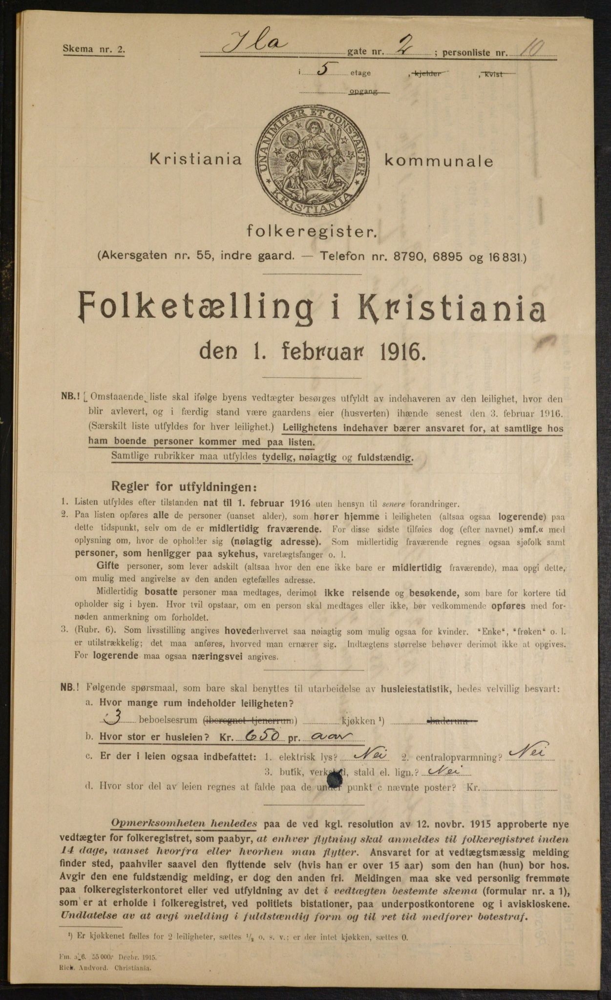 OBA, Municipal Census 1916 for Kristiania, 1916, p. 44096