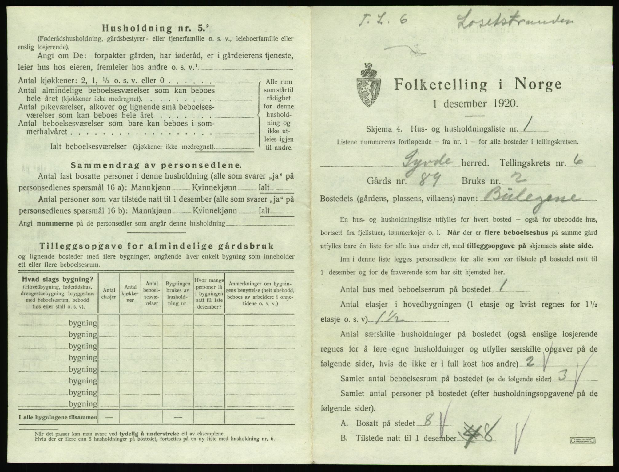 SAT, 1920 census for Syvde, 1920, p. 276