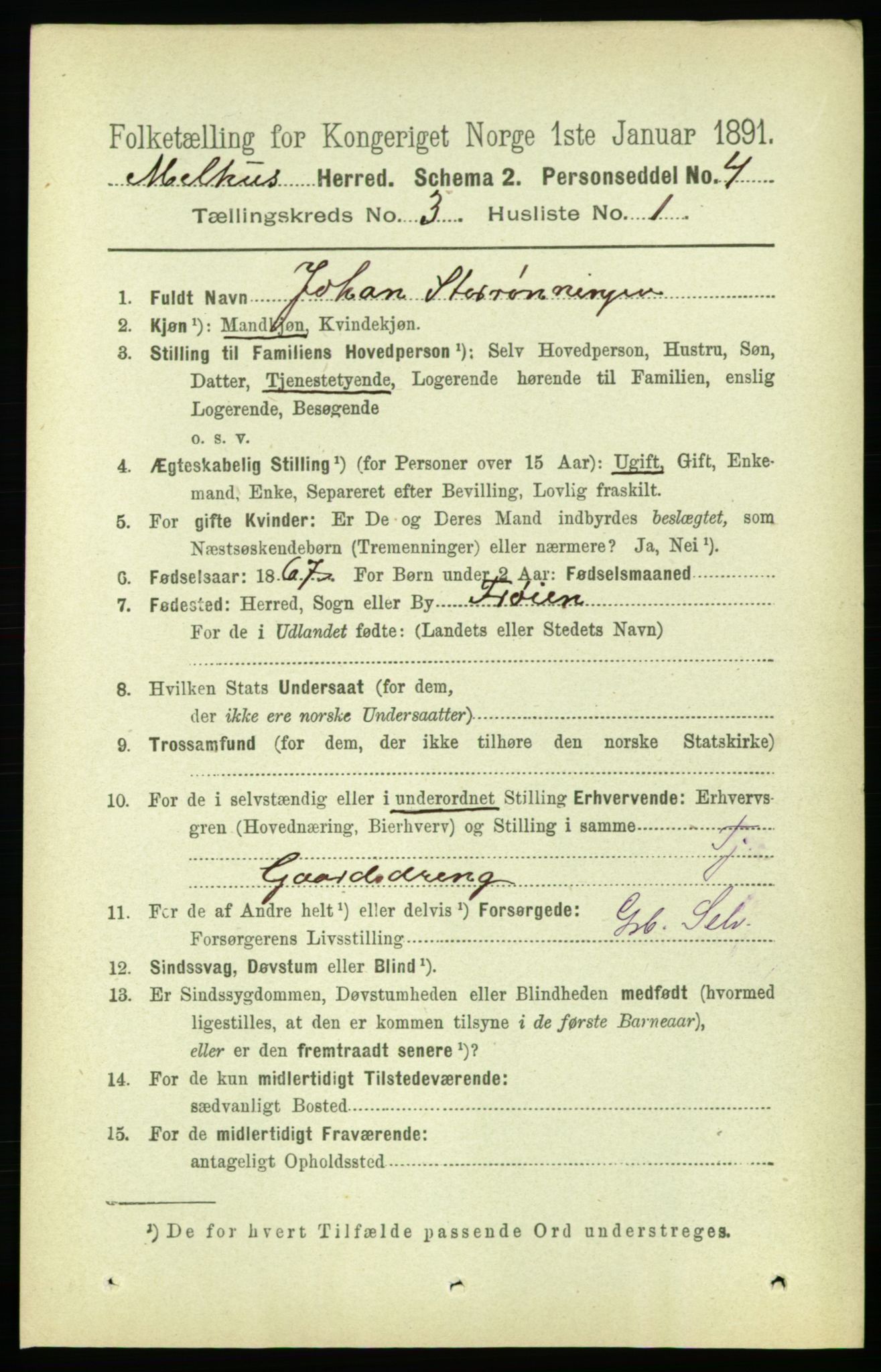 RA, 1891 census for 1653 Melhus, 1891, p. 1386