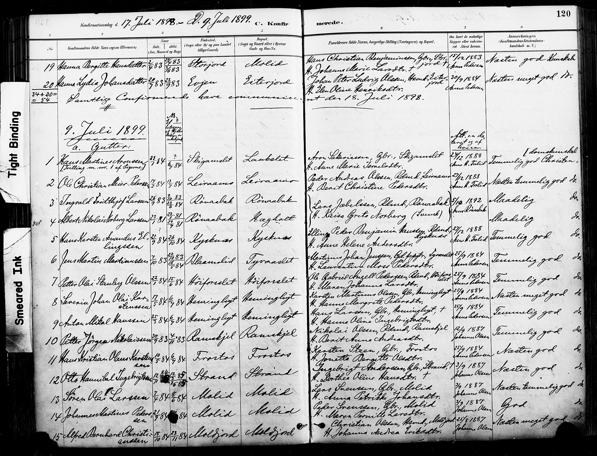 Ministerialprotokoller, klokkerbøker og fødselsregistre - Nordland, AV/SAT-A-1459/846/L0646: Parish register (official) no. 846A04, 1887-1901, p. 120