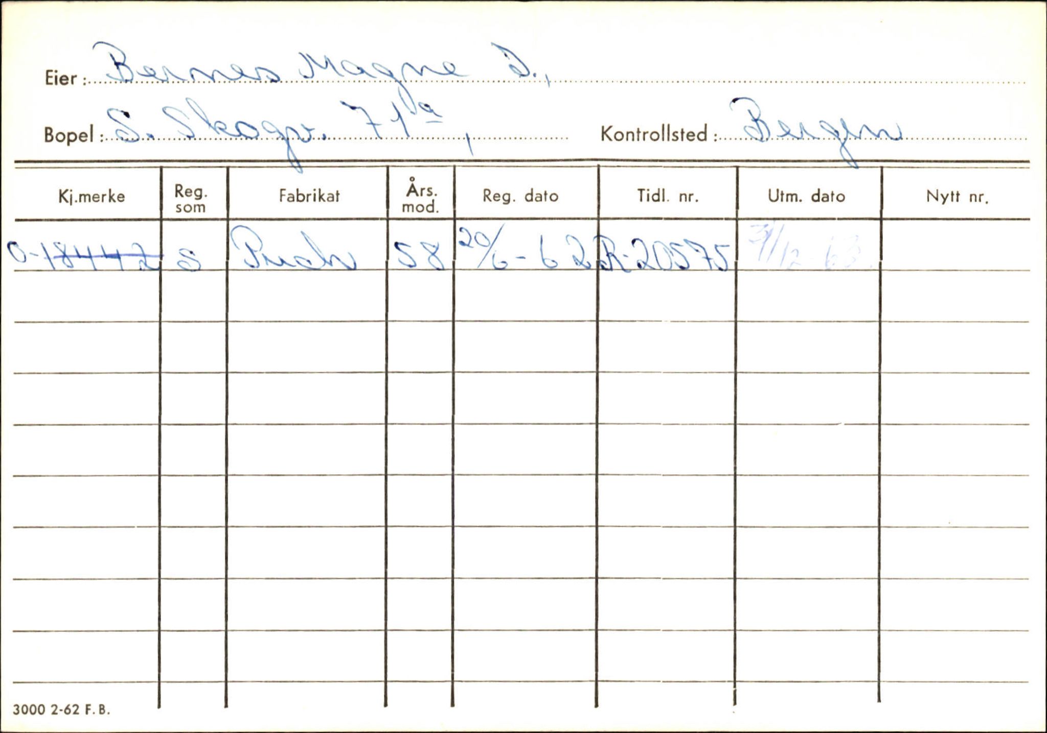 Statens vegvesen, Hordaland vegkontor, AV/SAB-A-5201/2/Hb/L0004: O-eierkort B, 1920-1971, p. 14