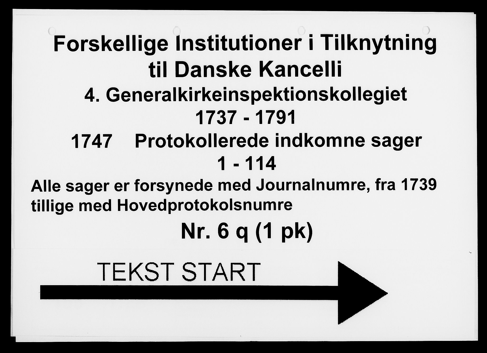 Generalkirkeinspektionskollegiet, DRA/A-0008/F4-06/F4-06-17: Protokollerede indkomne sager, 1747