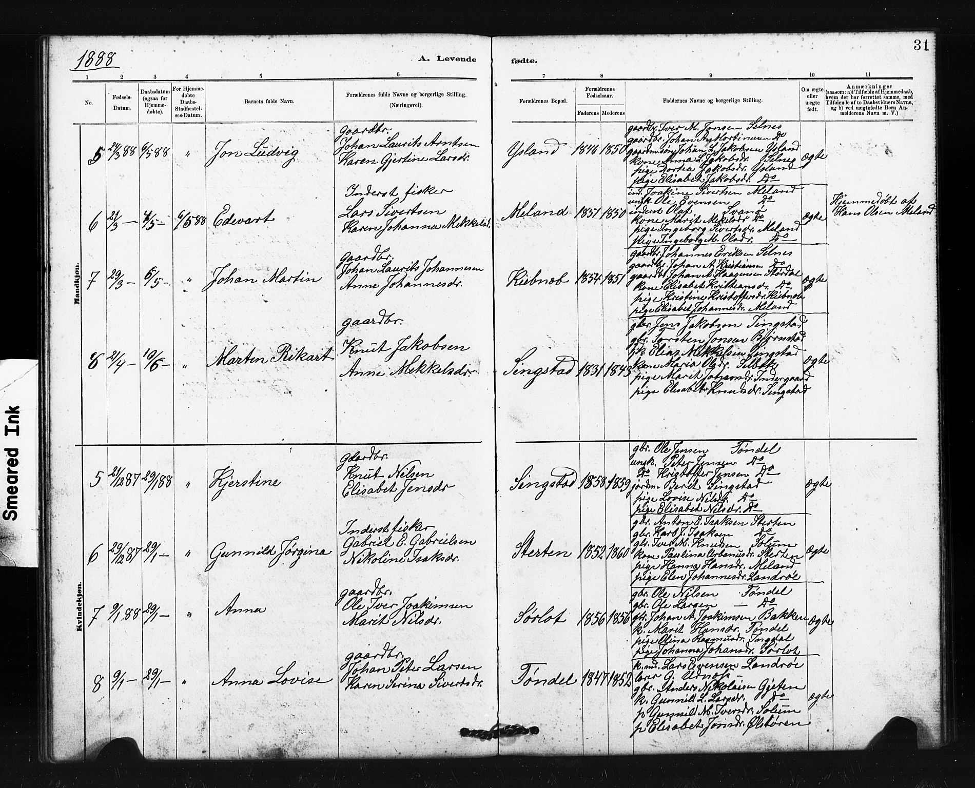 Ministerialprotokoller, klokkerbøker og fødselsregistre - Sør-Trøndelag, SAT/A-1456/663/L0761: Parish register (copy) no. 663C01, 1880-1893, p. 31