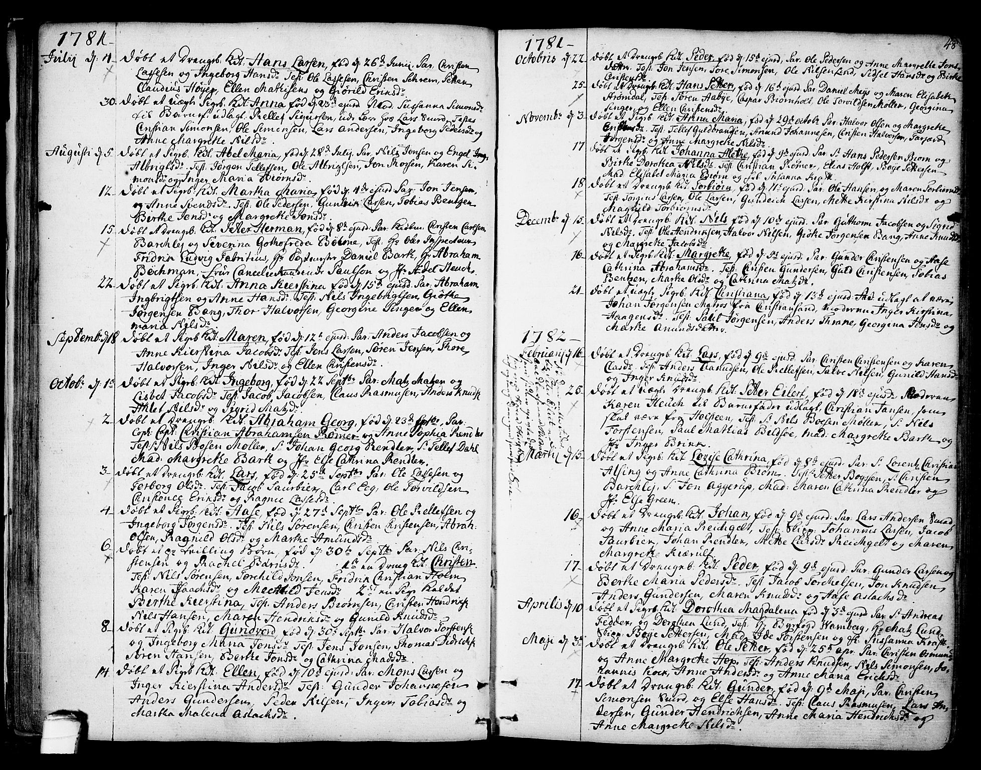 Kragerø kirkebøker, SAKO/A-278/F/Fa/L0002: Parish register (official) no. 2, 1767-1802, p. 48