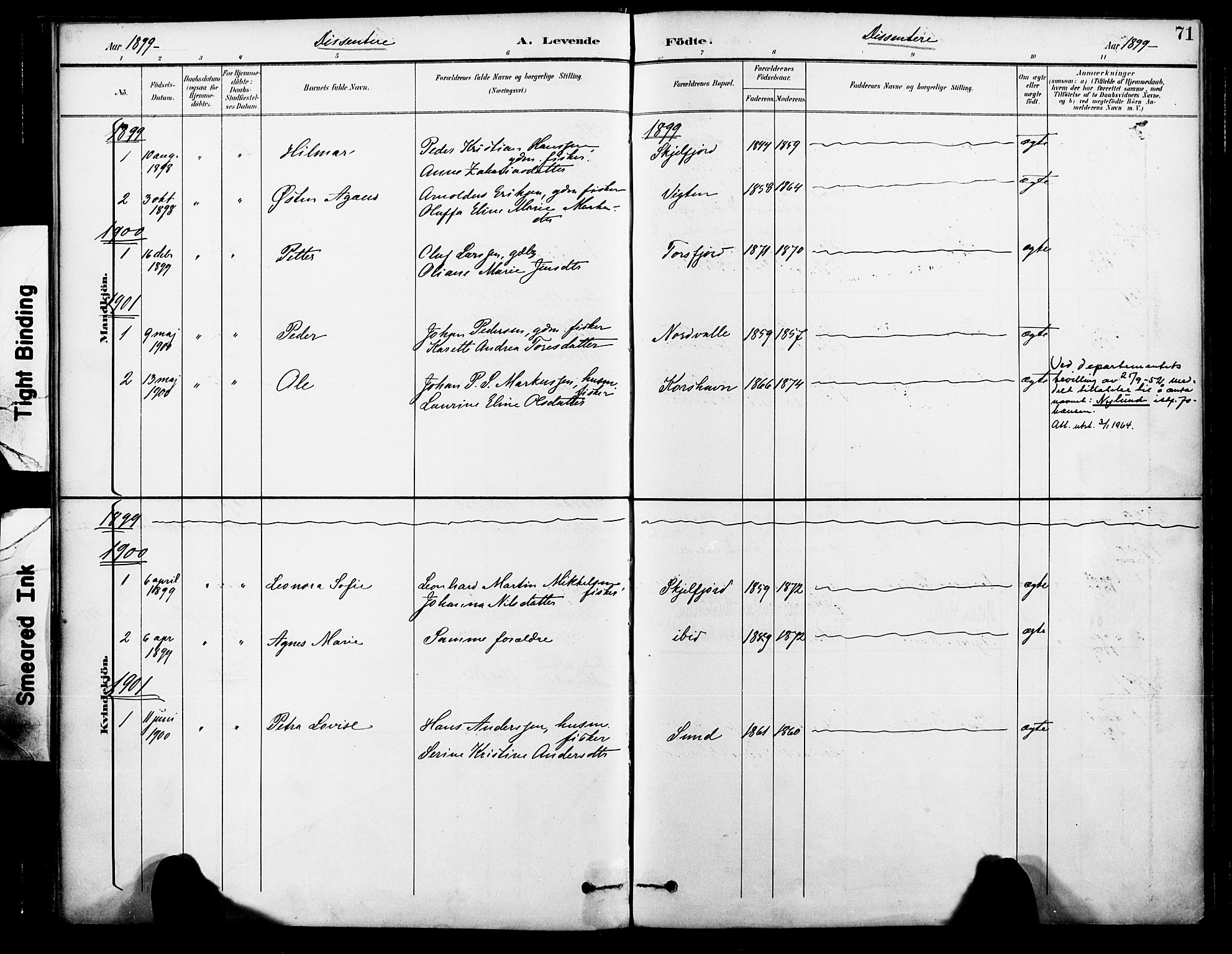 Ministerialprotokoller, klokkerbøker og fødselsregistre - Nordland, SAT/A-1459/885/L1205: Parish register (official) no. 885A06, 1892-1905, p. 71