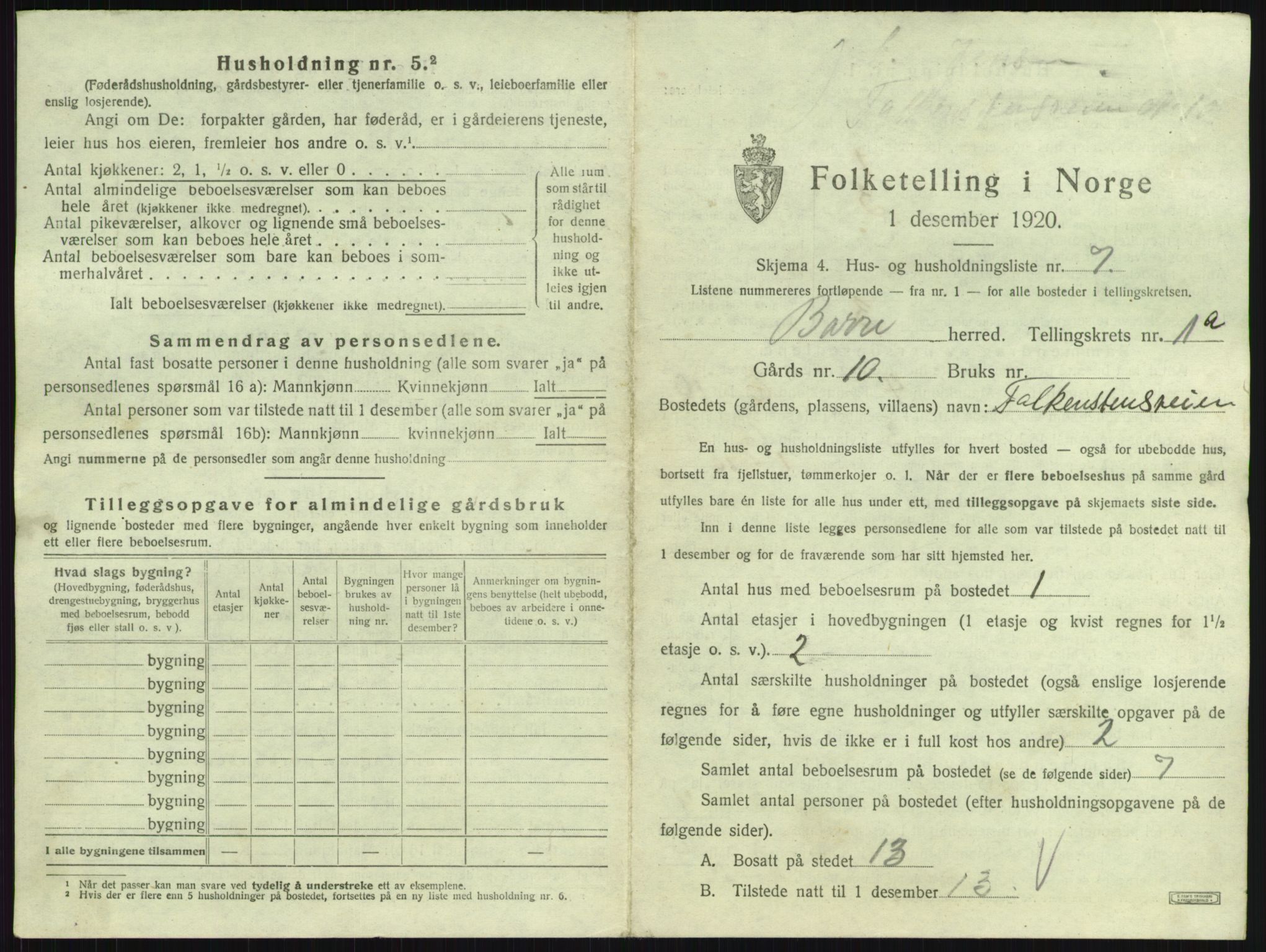 SAKO, 1920 census for Borre, 1920, p. 44