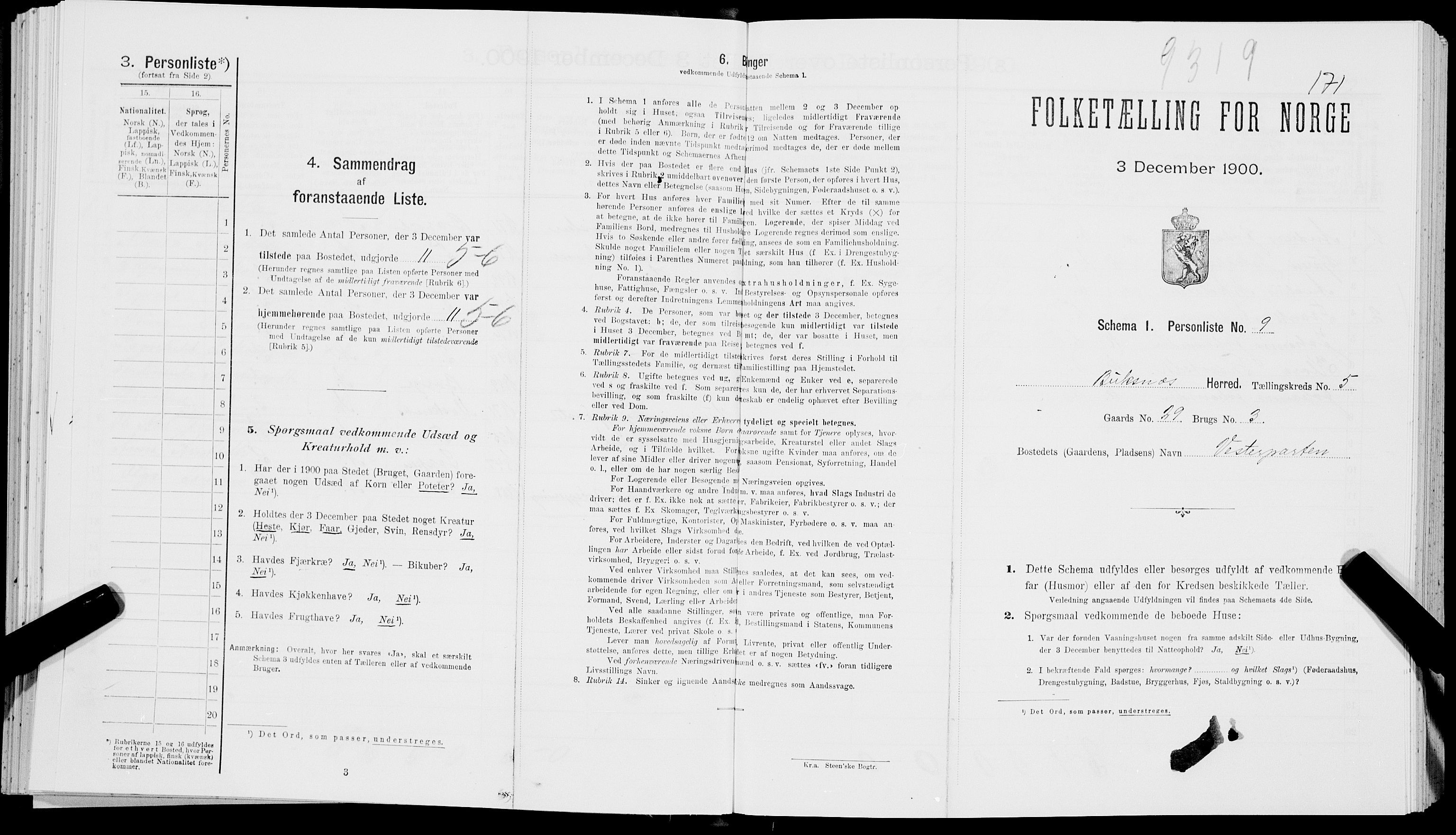 SAT, 1900 census for Buksnes, 1900, p. 638