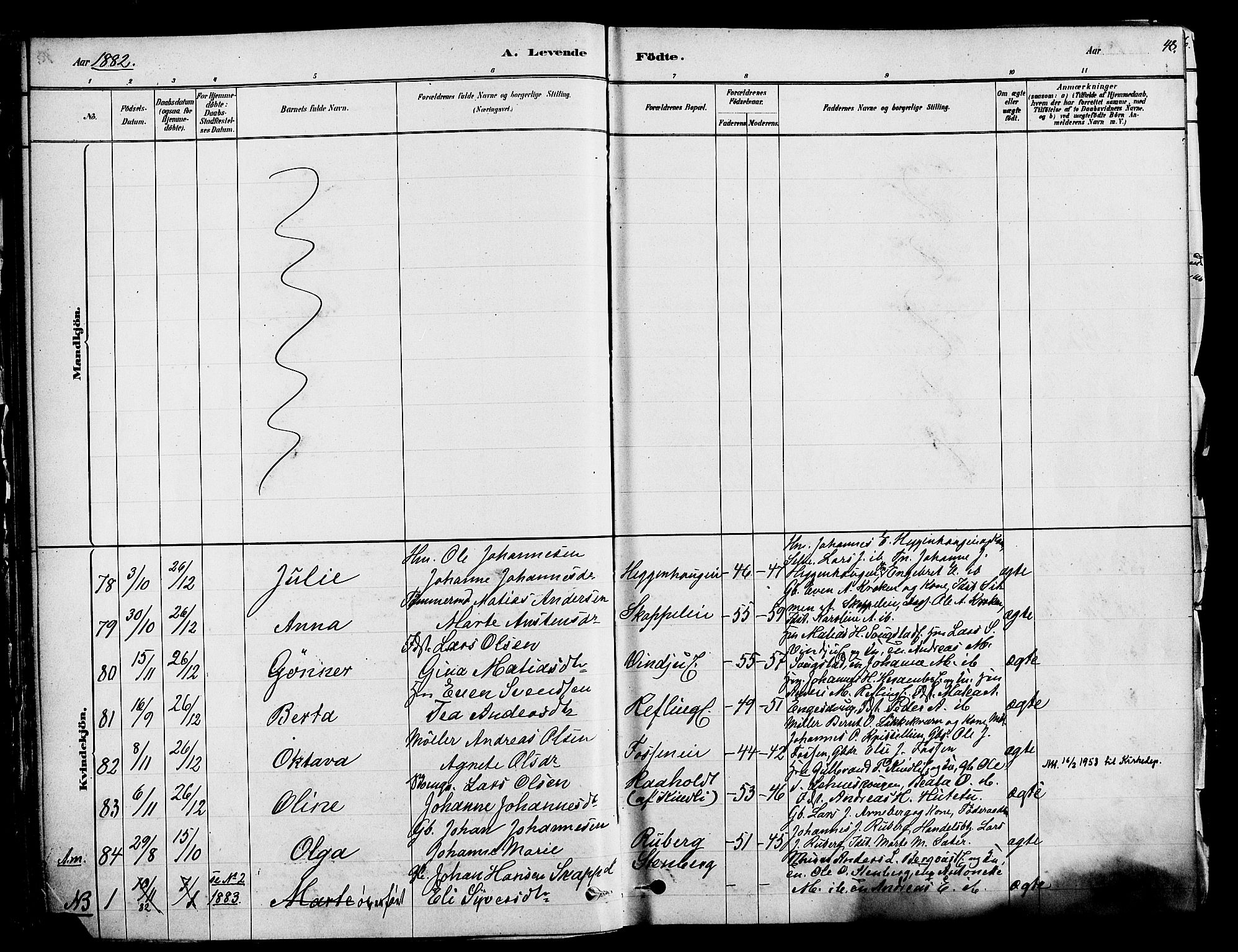 Ringsaker prestekontor, AV/SAH-PREST-014/K/Ka/L0012: Parish register (official) no. 12, 1879-1890, p. 48