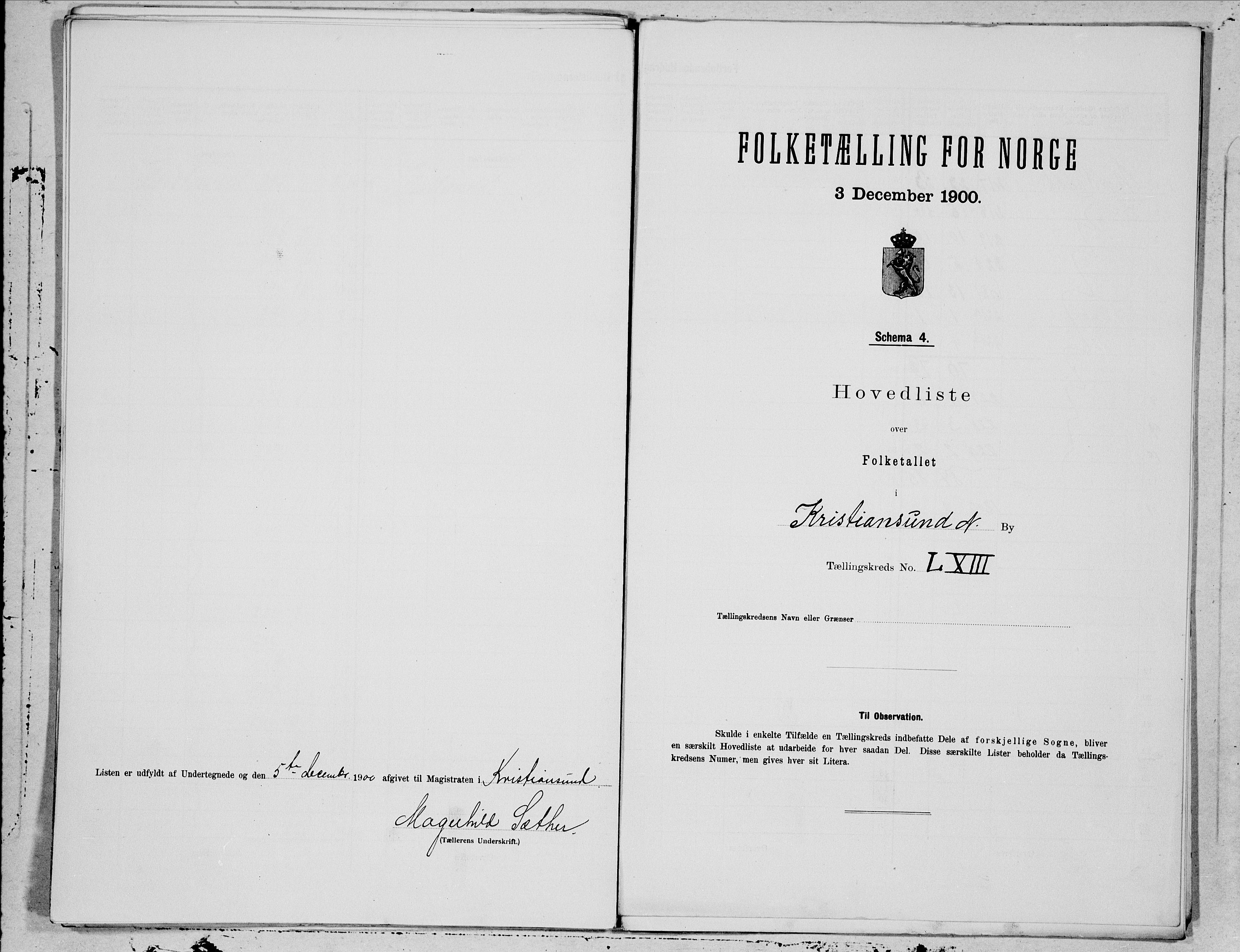 SAT, 1900 census for Kristiansund, 1900, p. 126