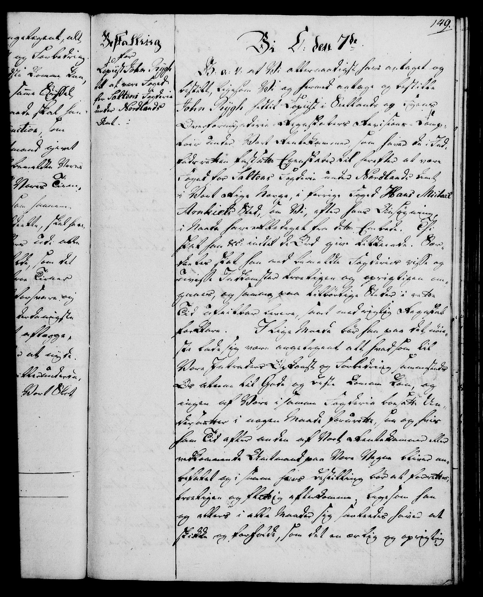 Rentekammeret, Kammerkanselliet, RA/EA-3111/G/Gg/Gge/L0006: Norsk bestallingsprotokoll med register (merket RK 53.30), 1773-1814, p. 149