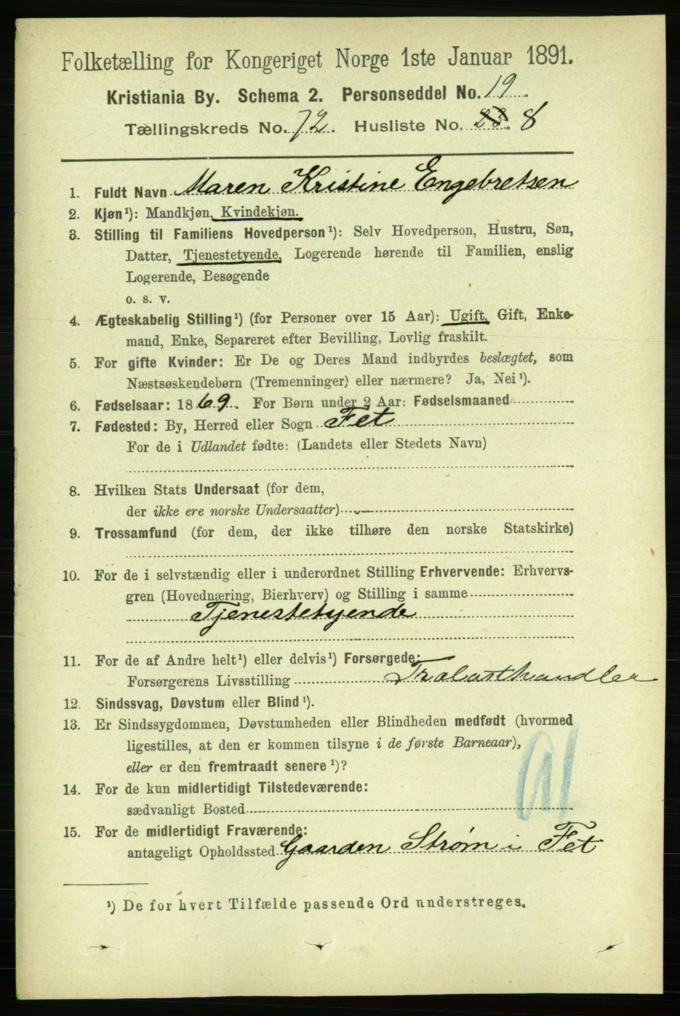 RA, 1891 census for 0301 Kristiania, 1891, p. 39329