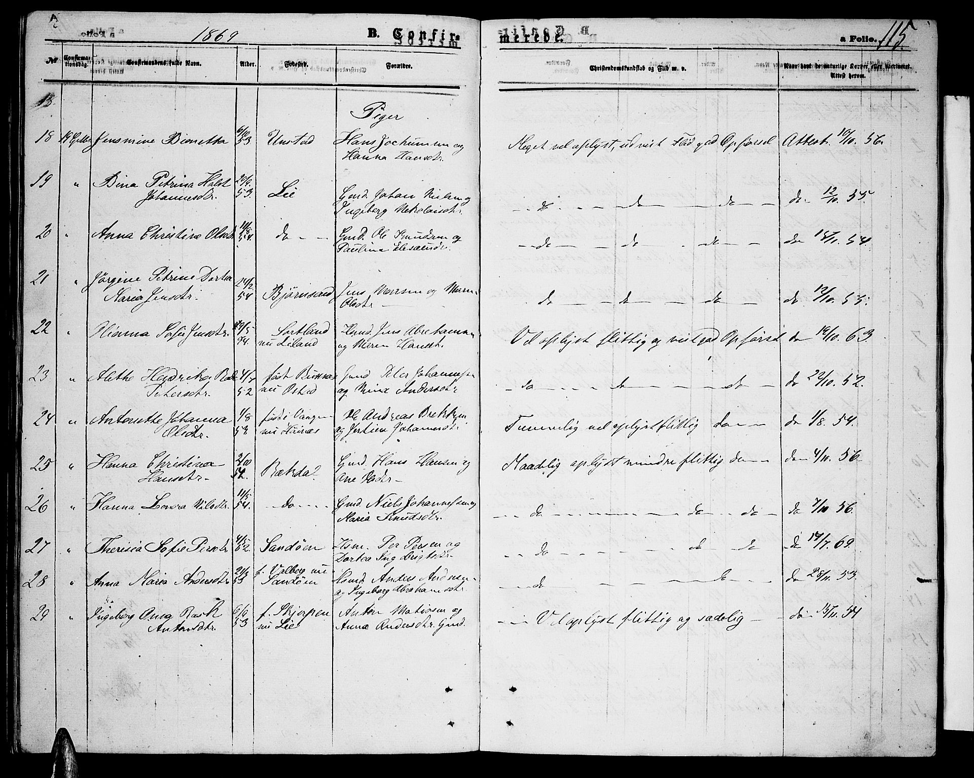 Ministerialprotokoller, klokkerbøker og fødselsregistre - Nordland, AV/SAT-A-1459/880/L1140: Parish register (copy) no. 880C02, 1861-1875, p. 115