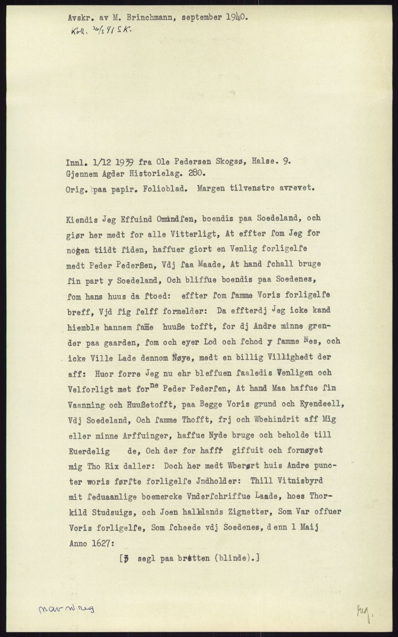 Samlinger til kildeutgivelse, Diplomavskriftsamlingen, RA/EA-4053/H/Ha, p. 2866