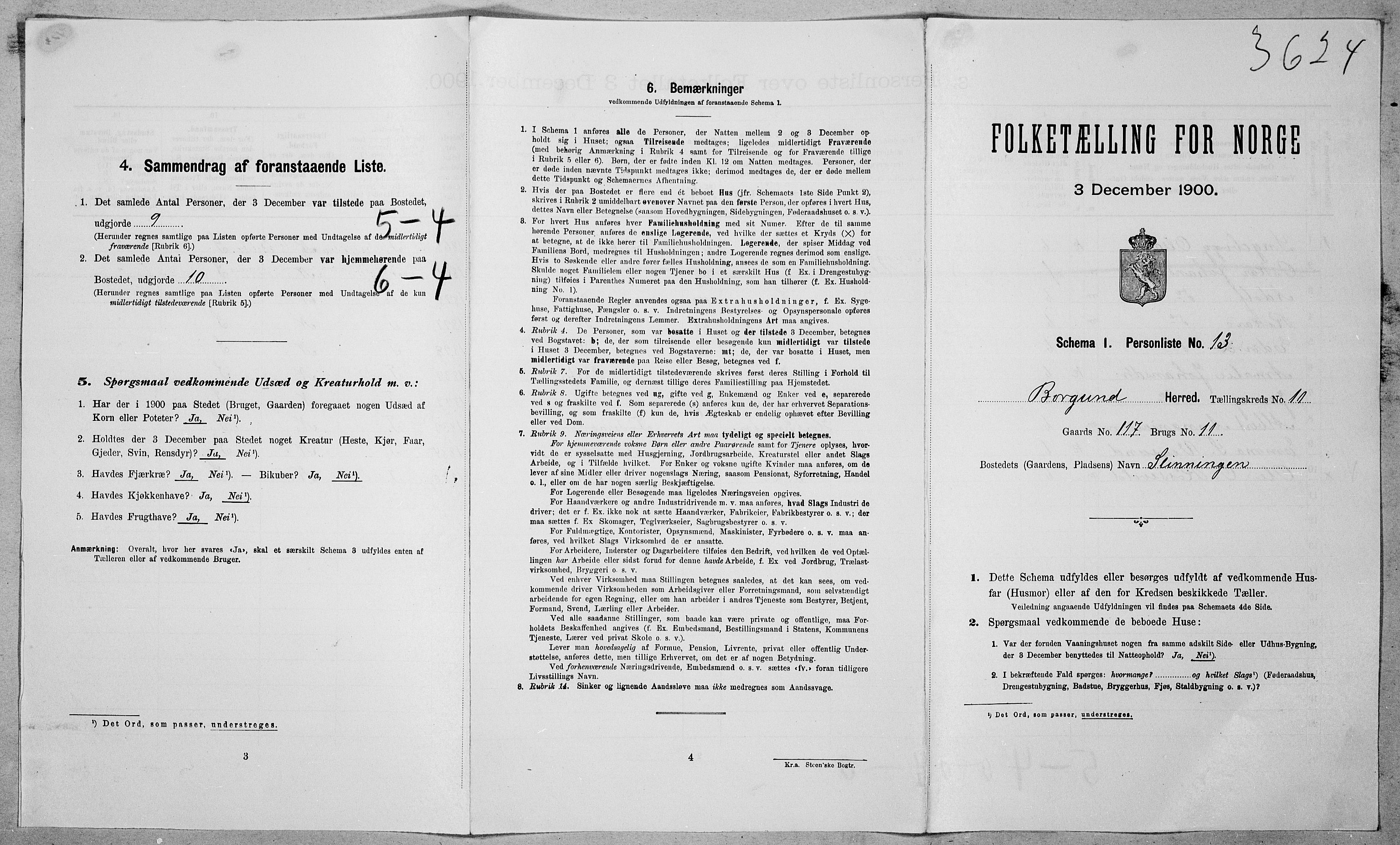 SAT, 1900 census for Borgund, 1900, p. 1192