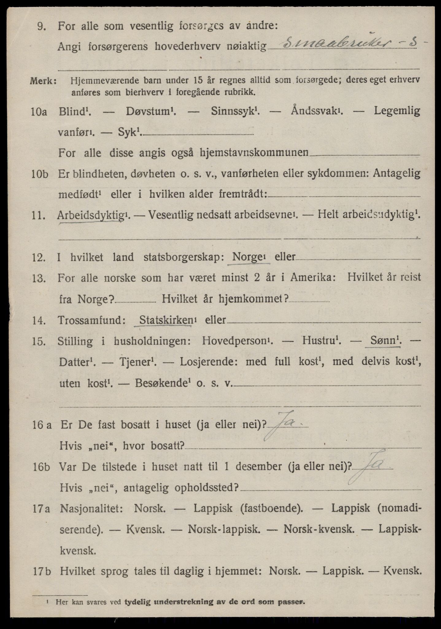 SAT, 1920 census for Hemne, 1920, p. 6505