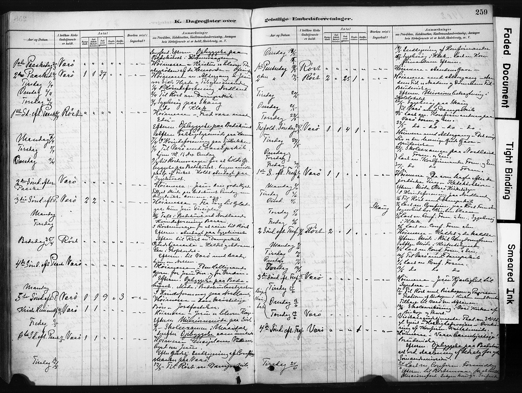 Ministerialprotokoller, klokkerbøker og fødselsregistre - Nordland, AV/SAT-A-1459/808/L0128: Parish register (official) no. 808A01, 1880-1902, p. 259