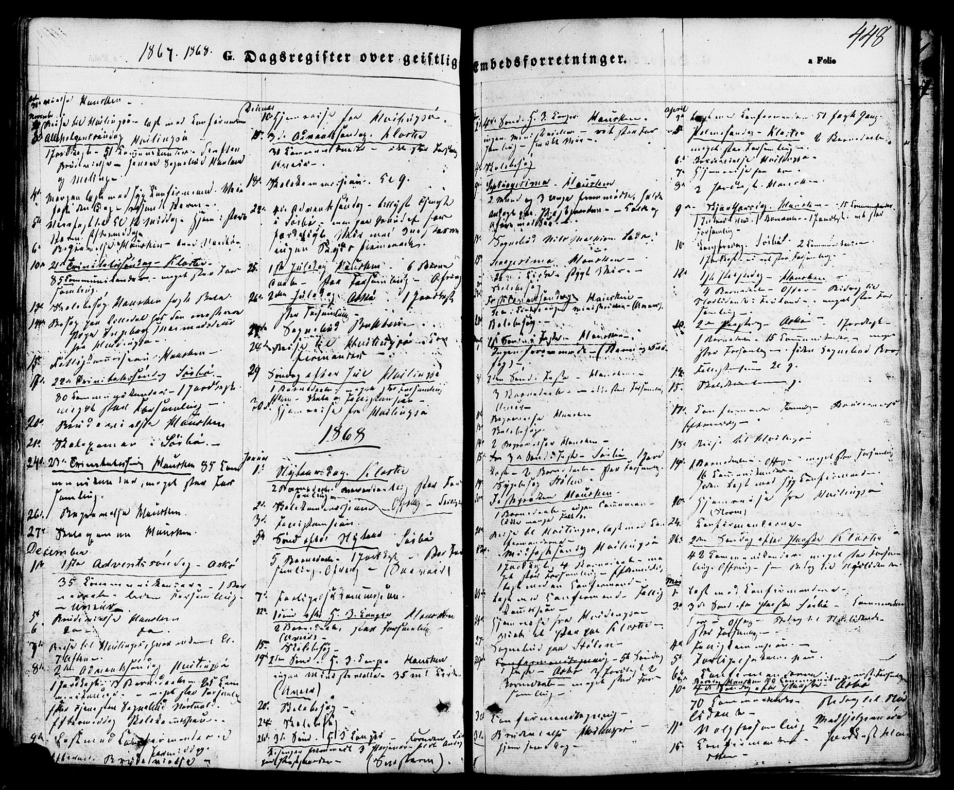 Rennesøy sokneprestkontor, SAST/A -101827/H/Ha/Haa/L0006: Parish register (official) no. A 6, 1860-1878, p. 448