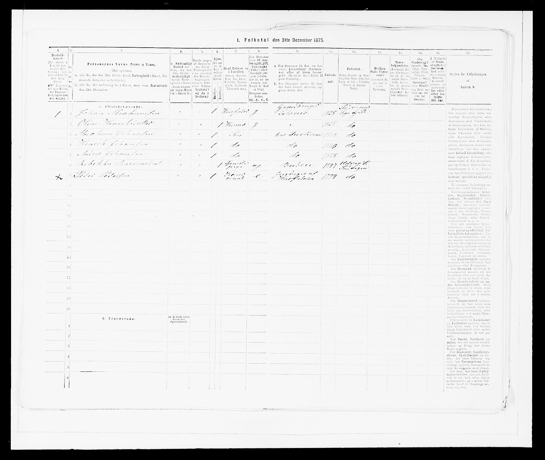 SAB, 1875 Census for 1447P Innvik, 1875, p. 174