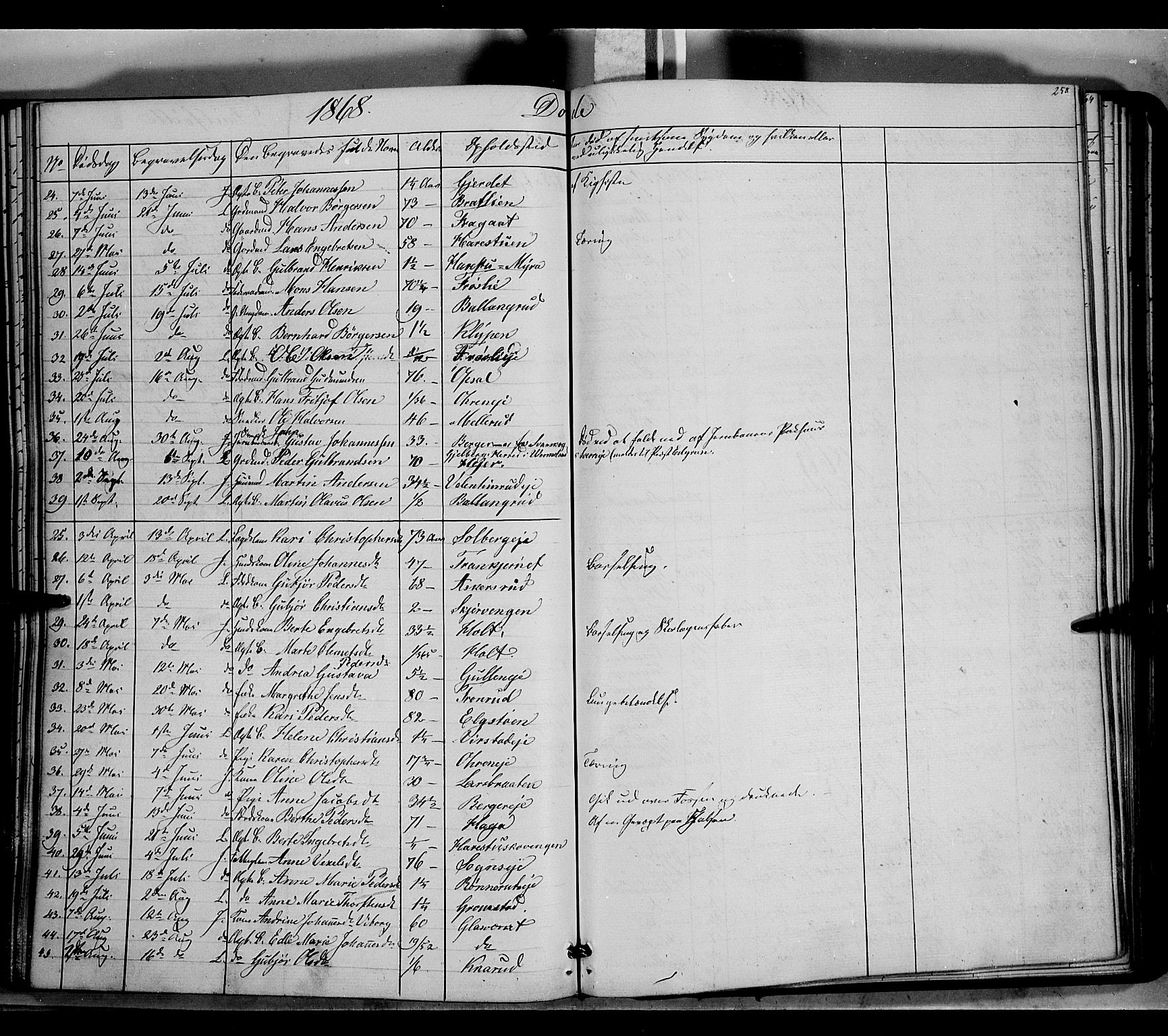 Jevnaker prestekontor, SAH/PREST-116/H/Ha/Haa/L0007: Parish register (official) no. 7, 1858-1876, p. 250