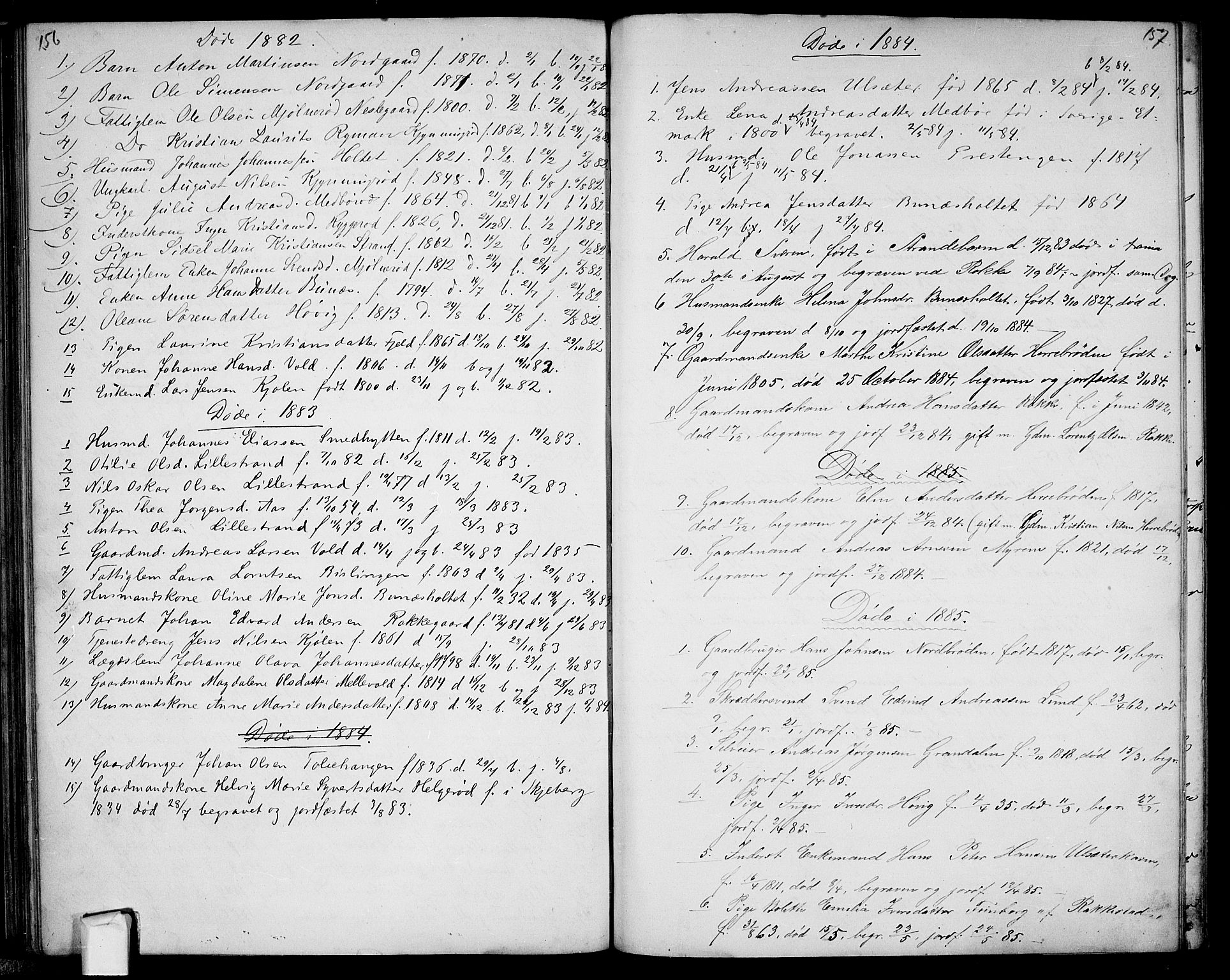 Berg prestekontor Kirkebøker, SAO/A-10902/G/Gc/L0002: Parish register (copy) no. III 2, 1856-1887, p. 156-157