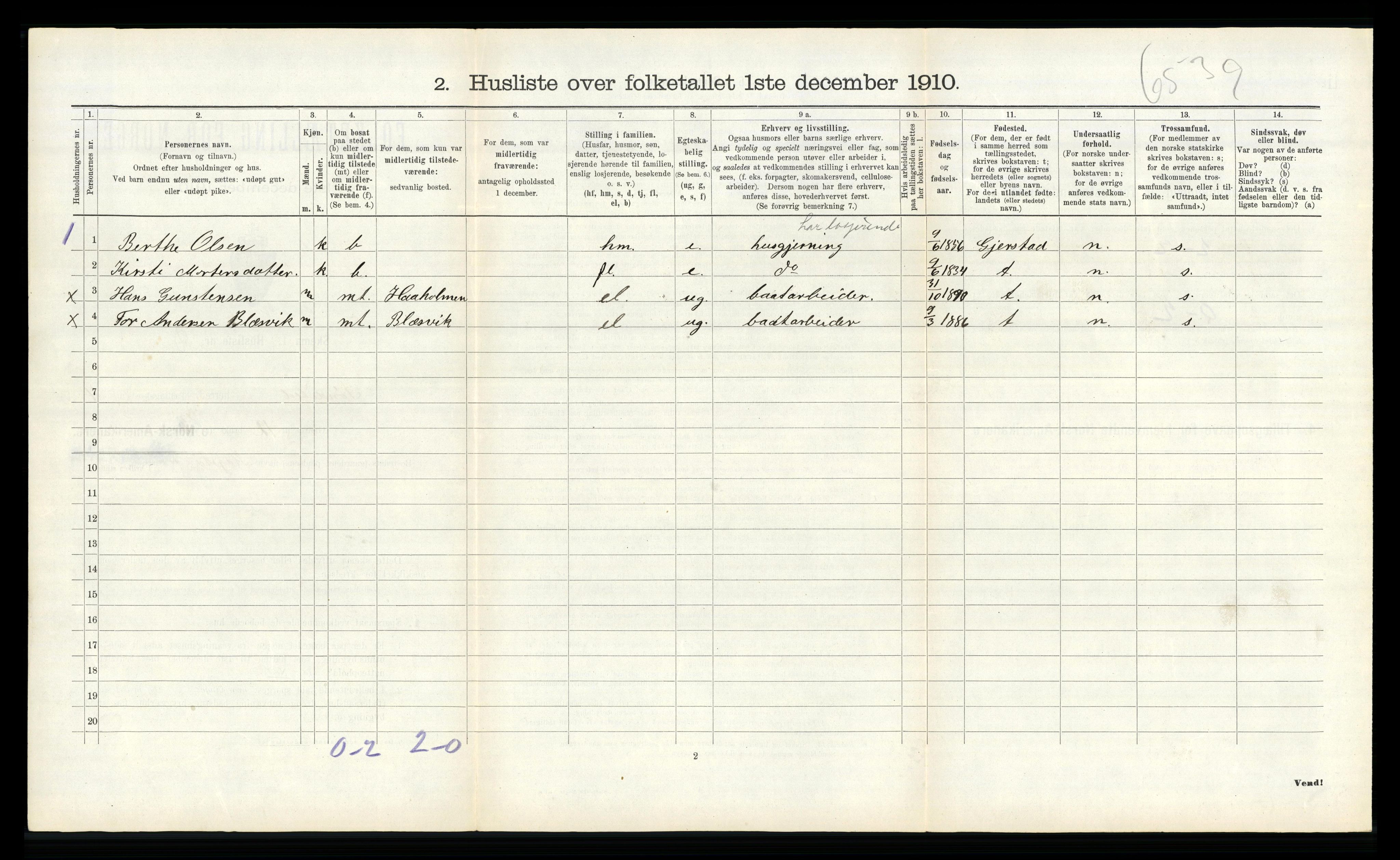 RA, 1910 census for Søndeled, 1910, p. 331