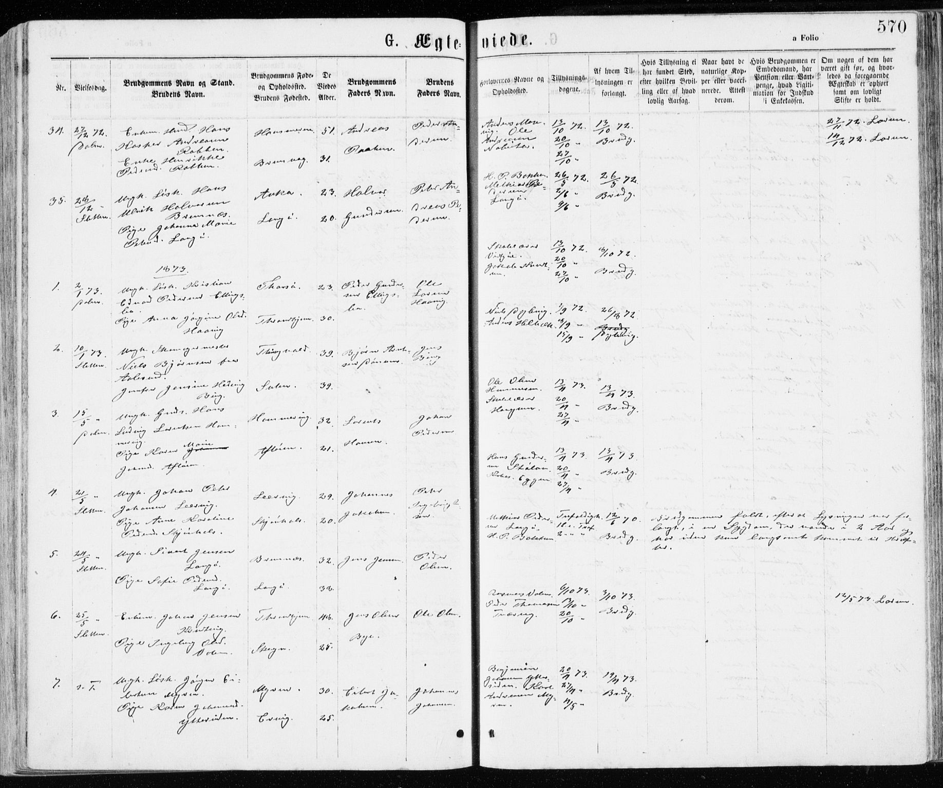 Ministerialprotokoller, klokkerbøker og fødselsregistre - Sør-Trøndelag, SAT/A-1456/640/L0576: Parish register (official) no. 640A01, 1846-1876, p. 570