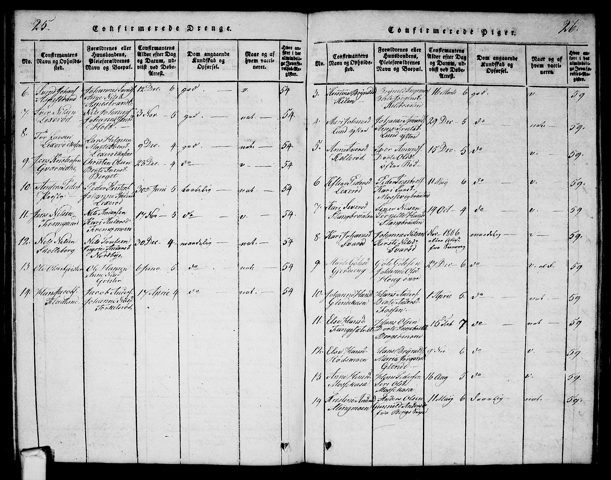 Aremark prestekontor Kirkebøker, AV/SAO-A-10899/G/Ga/L0001: Parish register (copy) no.  I 1, 1814-1834, p. 25-26