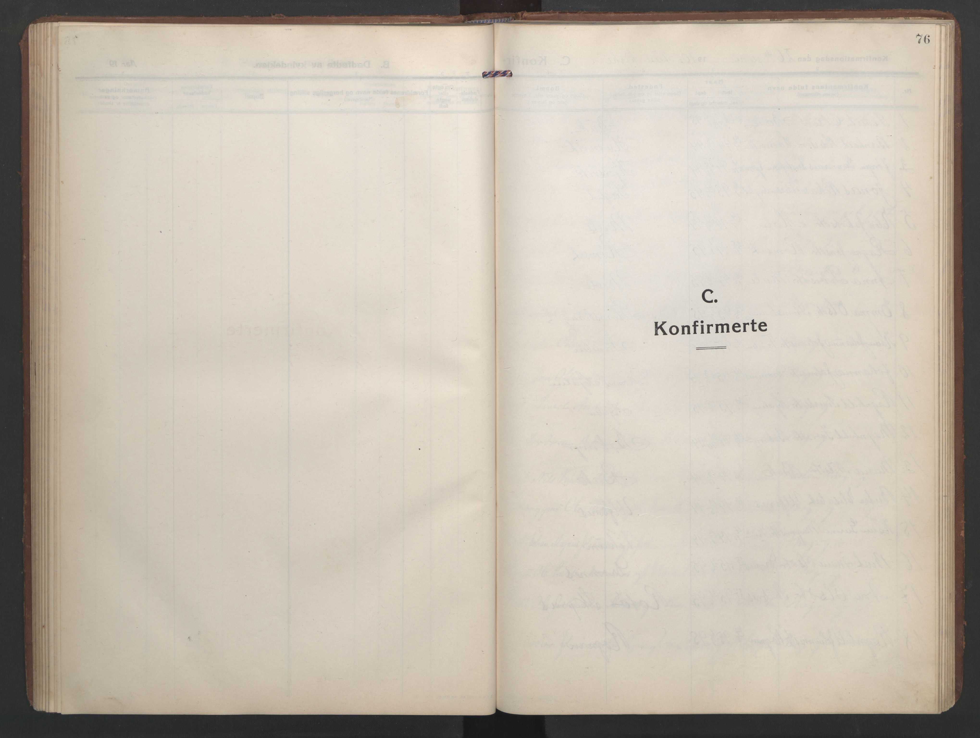 Ministerialprotokoller, klokkerbøker og fødselsregistre - Møre og Romsdal, SAT/A-1454/579/L0919: Parish register (copy) no. 579C01, 1909-1957, p. 76