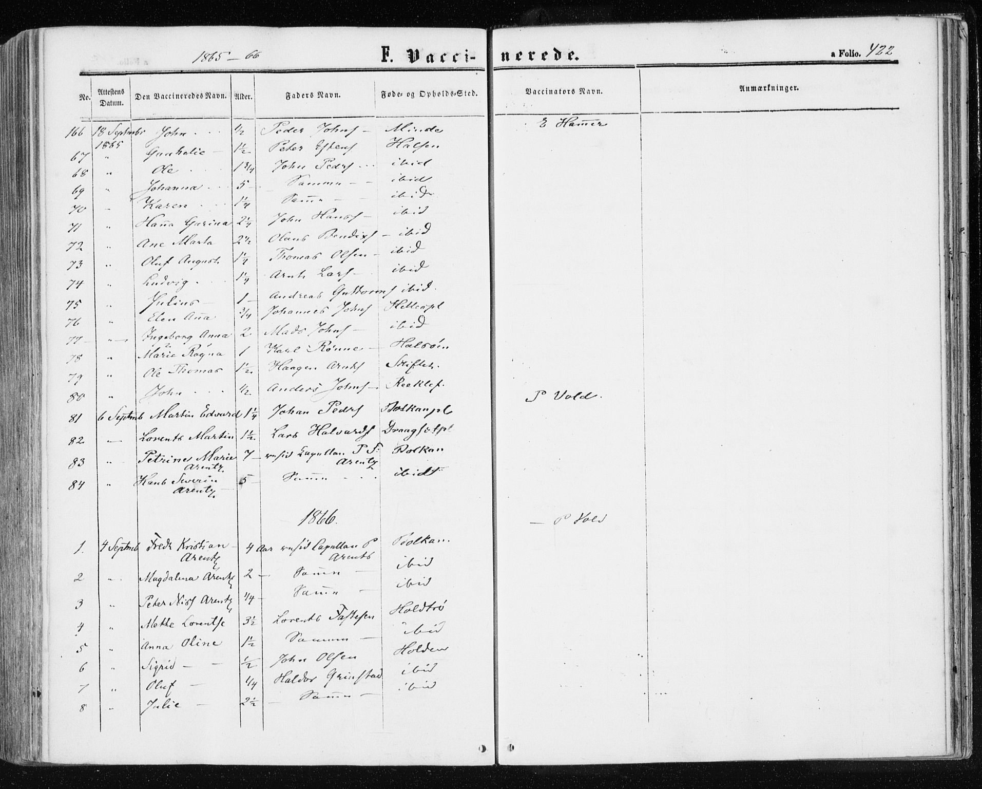Ministerialprotokoller, klokkerbøker og fødselsregistre - Nord-Trøndelag, SAT/A-1458/709/L0075: Parish register (official) no. 709A15, 1859-1870, p. 422
