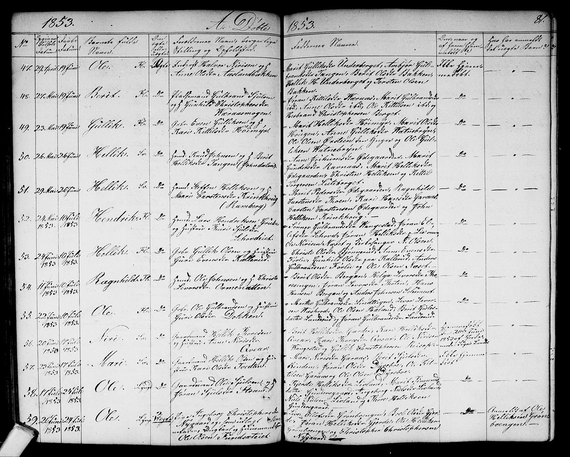 Flesberg kirkebøker, AV/SAKO-A-18/G/Ga/L0002: Parish register (copy) no. I 2, 1834-1860, p. 81