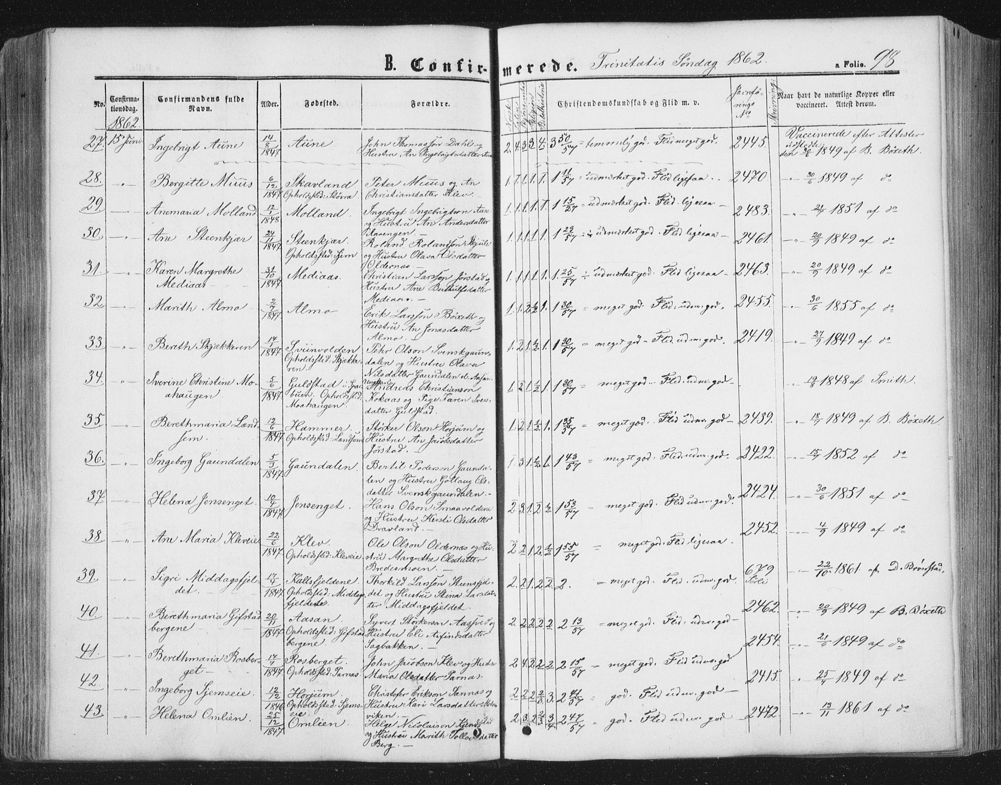 Ministerialprotokoller, klokkerbøker og fødselsregistre - Nord-Trøndelag, SAT/A-1458/749/L0472: Parish register (official) no. 749A06, 1857-1873, p. 98