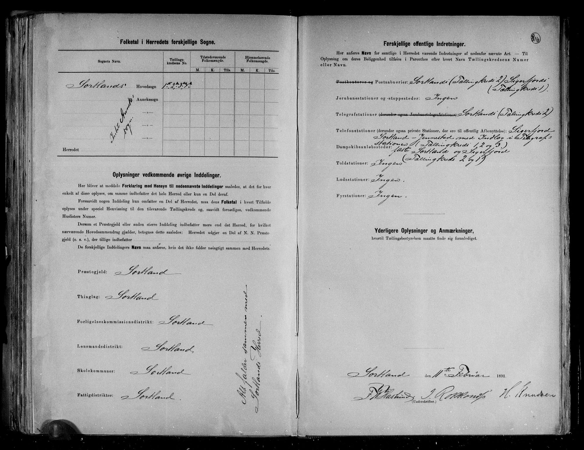 RA, 1891 census for 1870 Sortland, 1891, p. 3