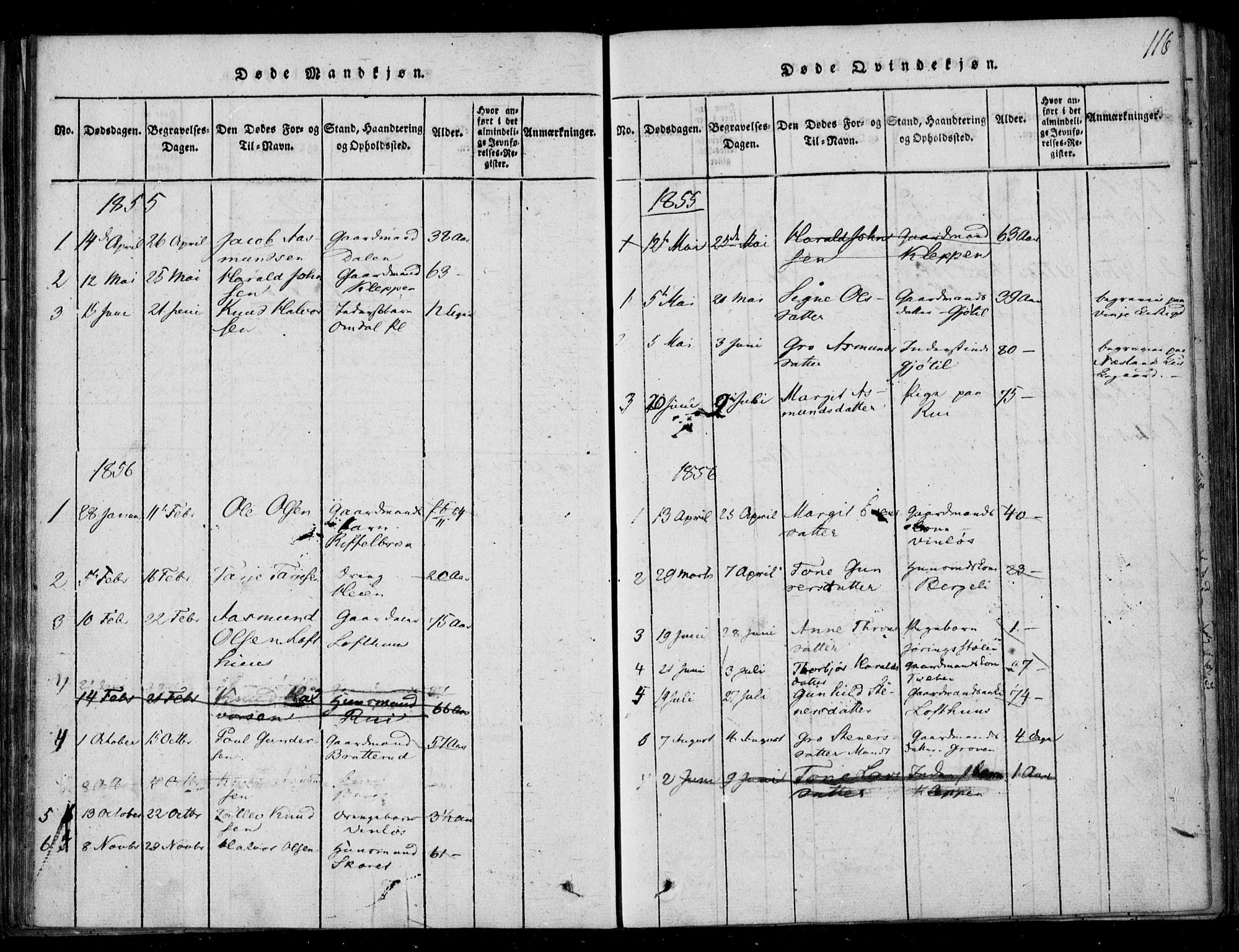 Lårdal kirkebøker, SAKO/A-284/F/Fb/L0001: Parish register (official) no. II 1, 1815-1860, p. 116