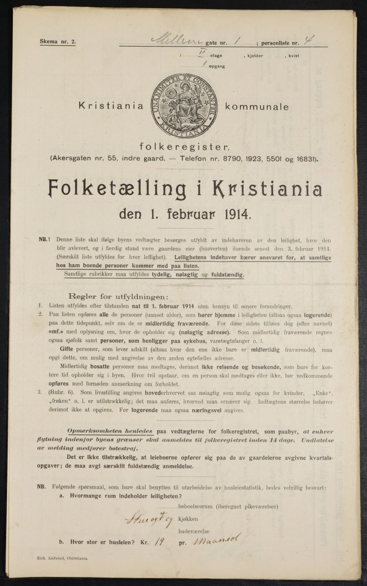 OBA, Municipal Census 1914 for Kristiania, 1914, p. 64987