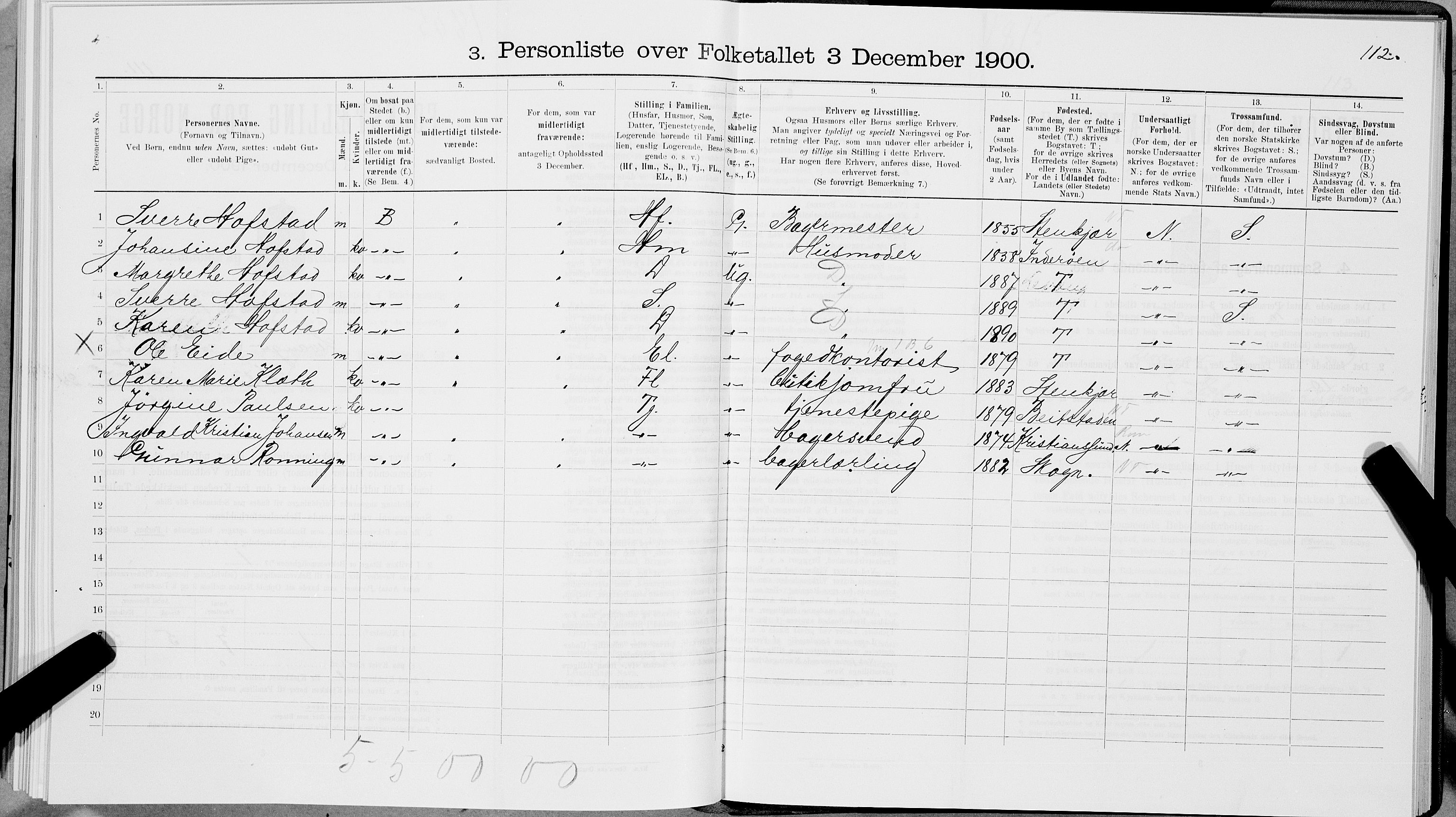 SAT, 1900 census for Levanger, 1900, p. 455